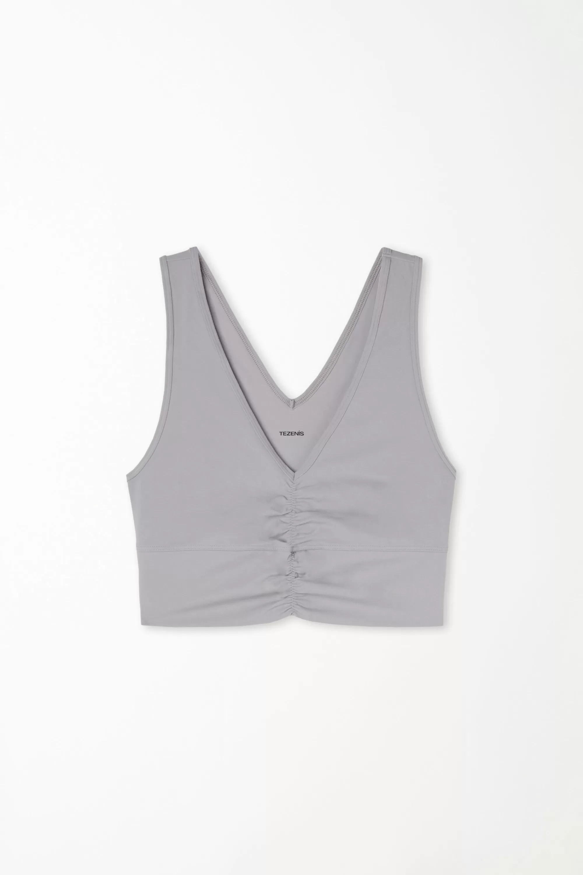 Best Sale Top Corto Scollo Americana Con Arriccio In Microfibra Morbida - Canotte E Top - Donna | Top e T-shirt | Collezione Fitness