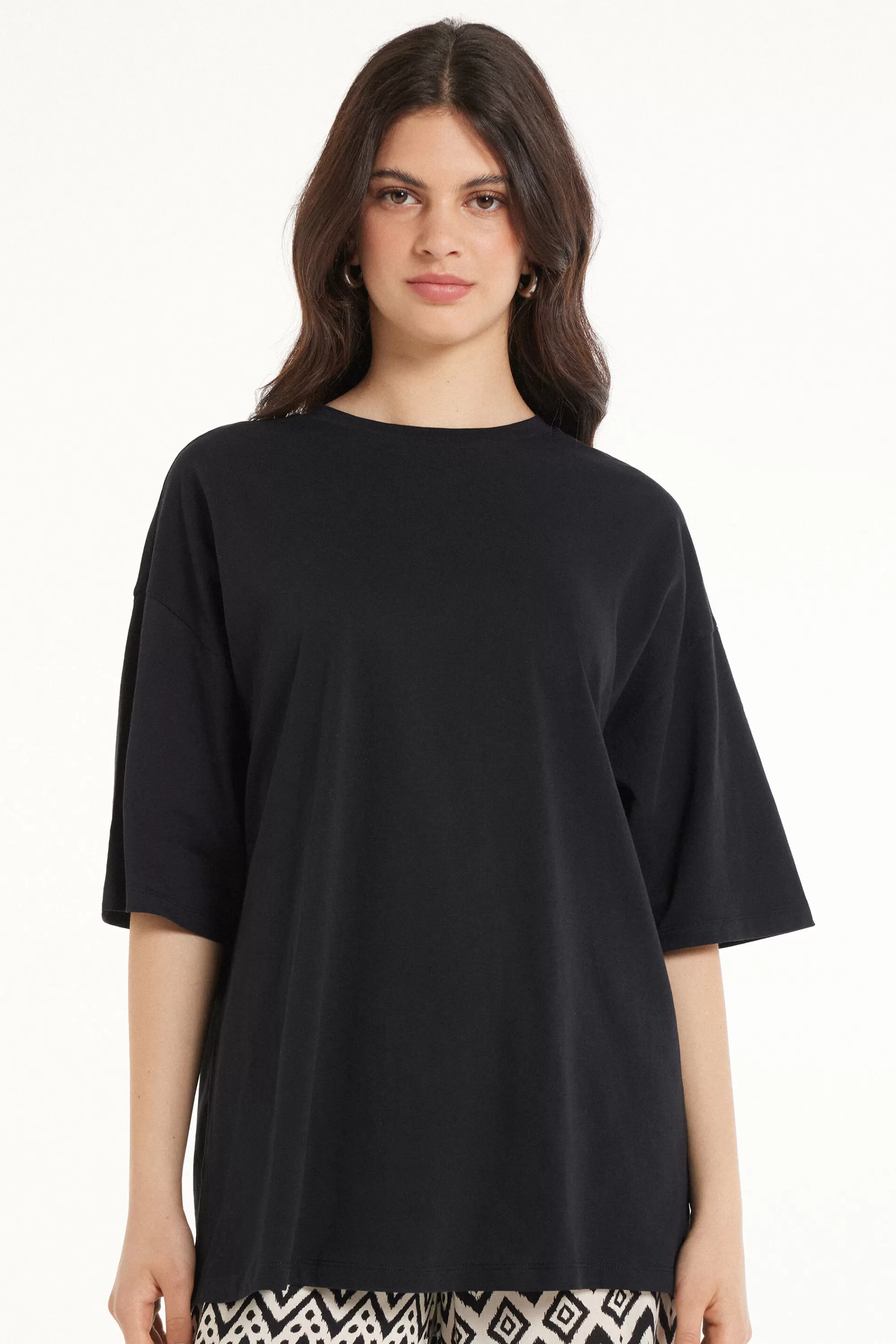Cheap T-Shirt A Girocollo Oversize In Cotone - Magliette Maniche Corte - Donna | Magliette maniche corte