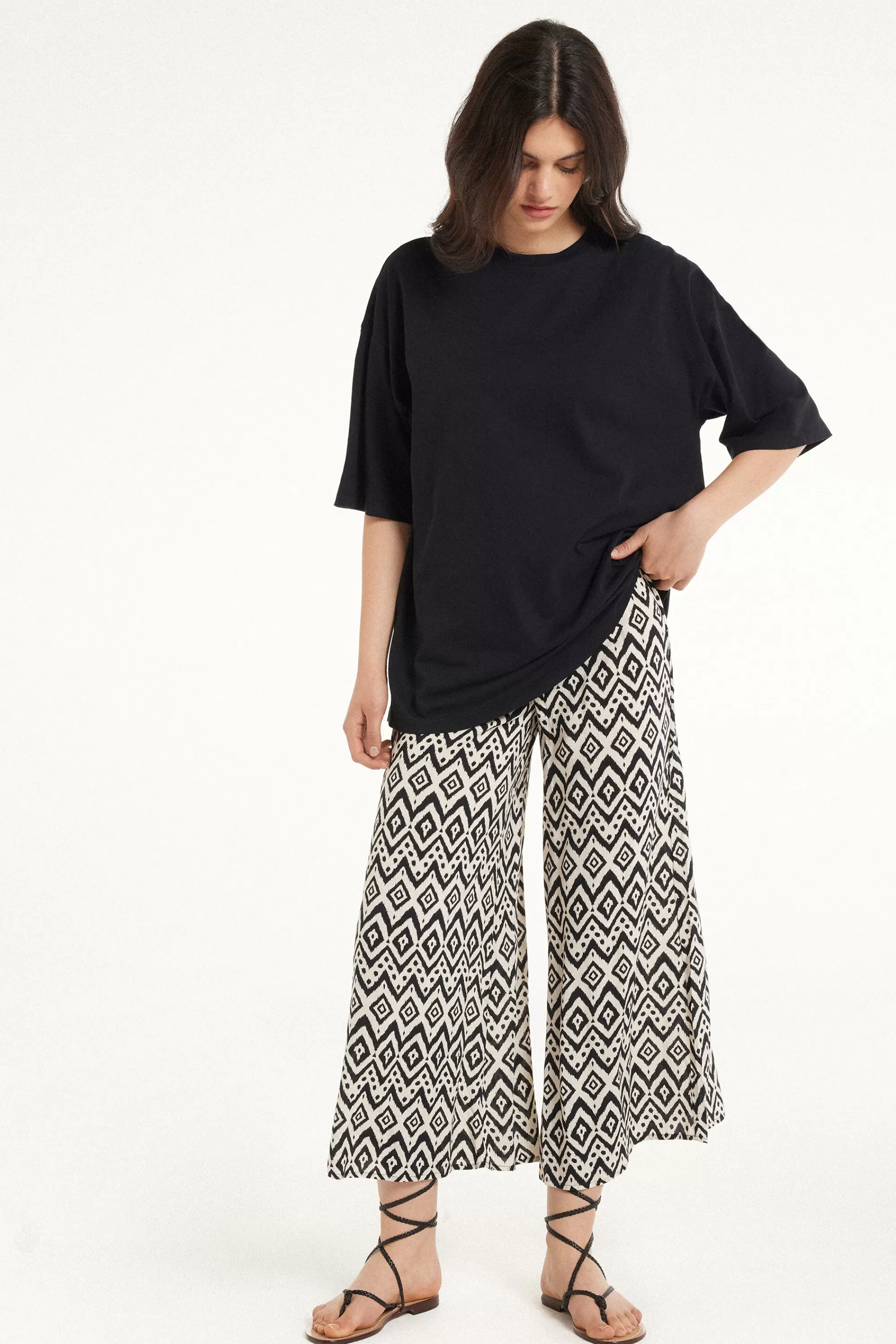 Cheap T-Shirt A Girocollo Oversize In Cotone - Magliette Maniche Corte - Donna | Magliette maniche corte