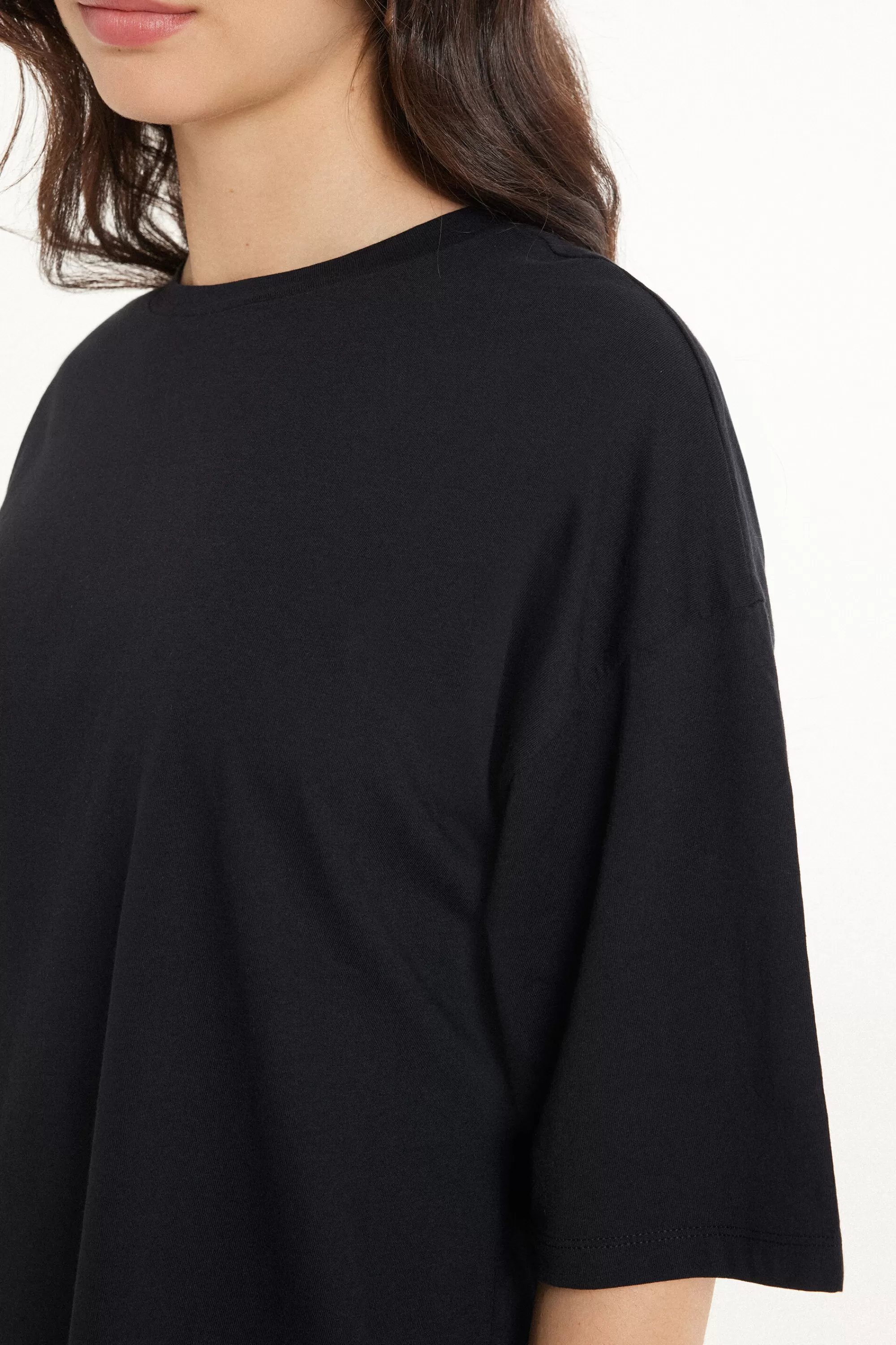 Cheap T-Shirt A Girocollo Oversize In Cotone - Magliette Maniche Corte - Donna | Magliette maniche corte