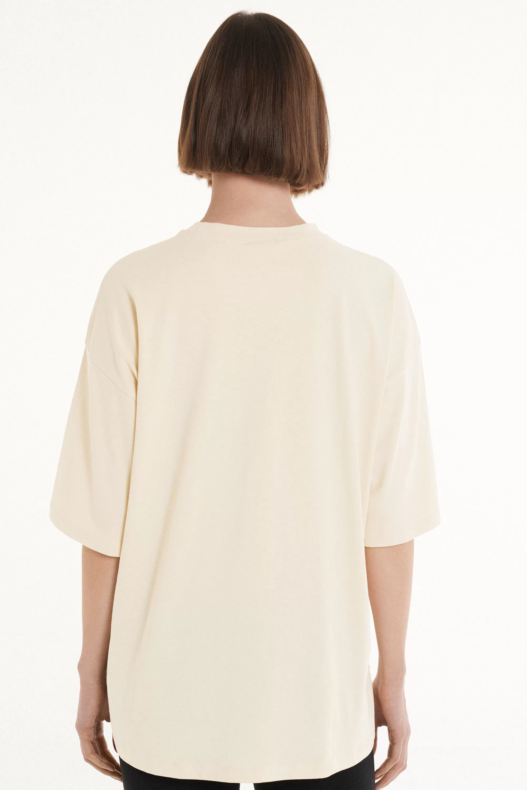 Clearance T-Shirt A Girocollo Oversize In Cotone - Magliette Maniche Corte - Donna | Magliette maniche corte