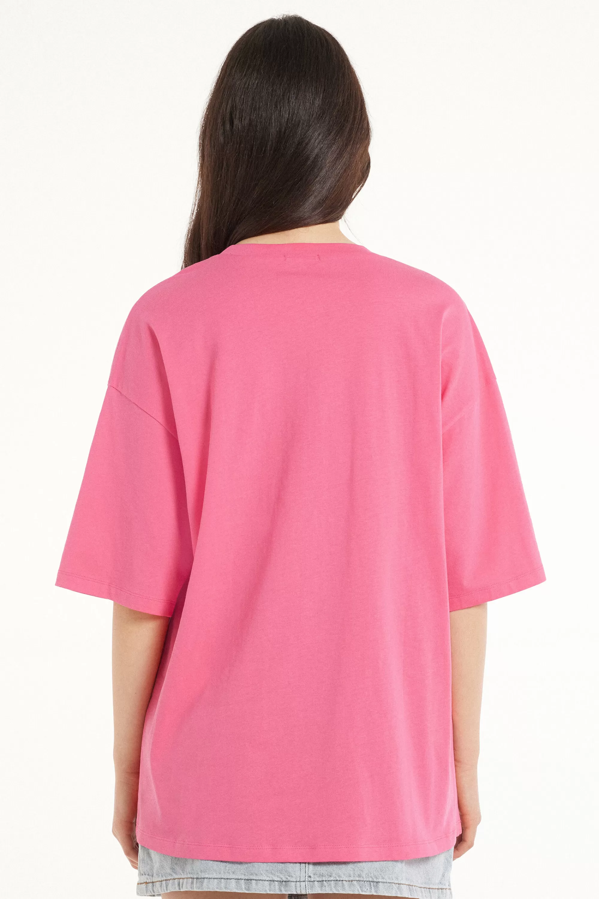 Shop T-Shirt A Girocollo Oversize In Cotone - Magliette Maniche Corte - Donna | Magliette maniche corte