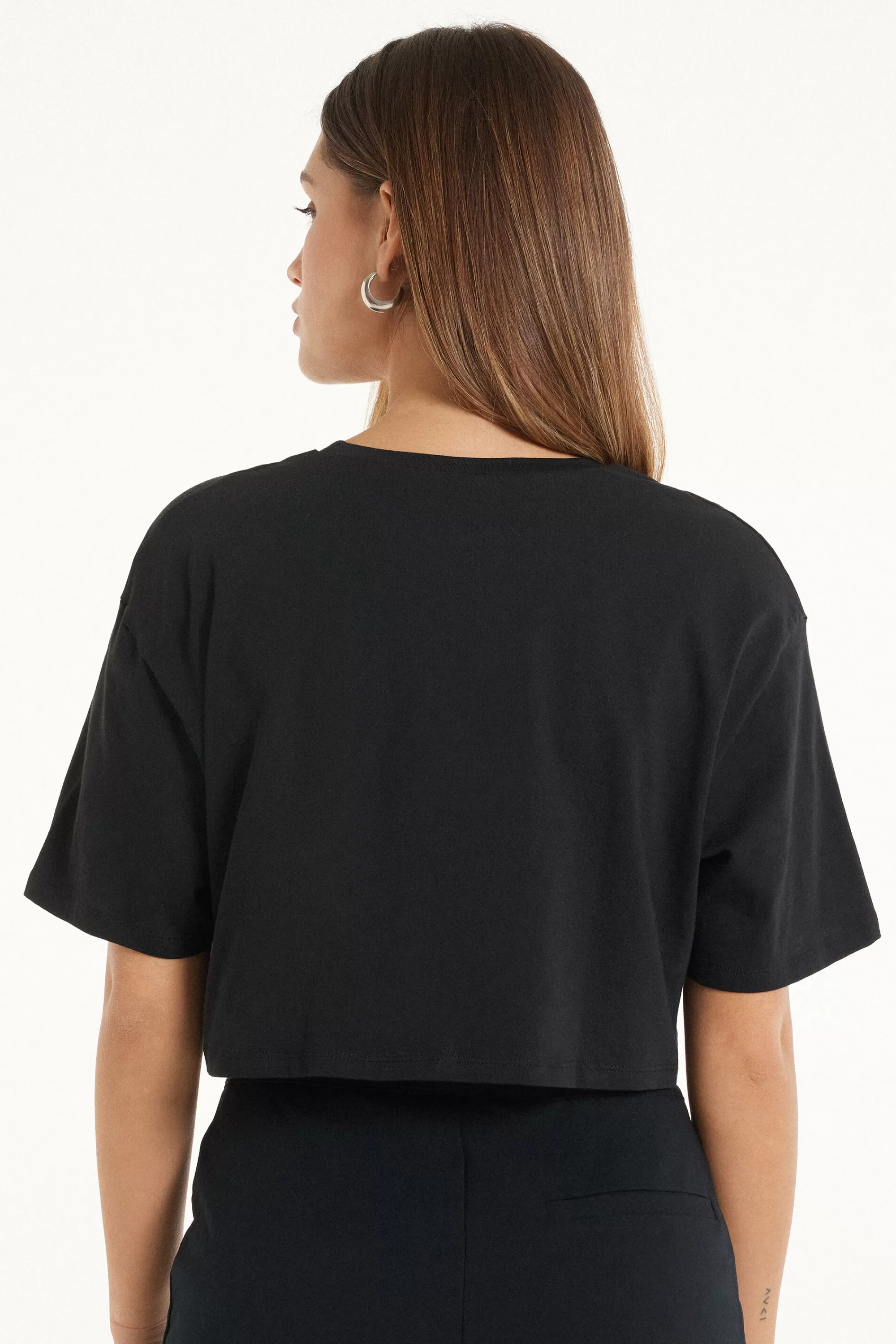 Clearance T-Shirt Corta Boxy Girocollo In Cotone - Magliette Maniche Corte - Donna | Magliette maniche corte