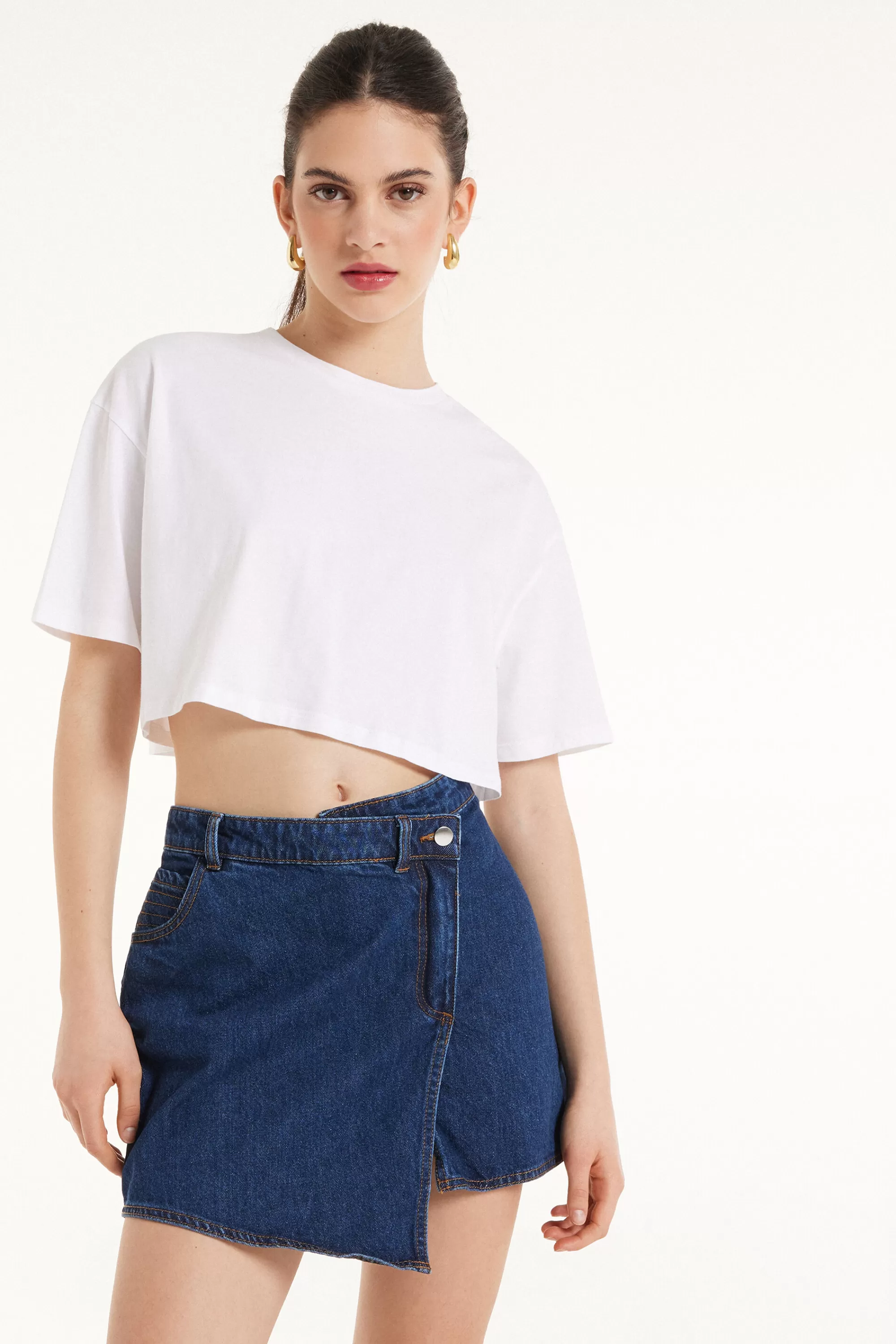 Best T-Shirt Corta Boxy Girocollo In Cotone - Magliette Maniche Corte - Donna | Magliette maniche corte