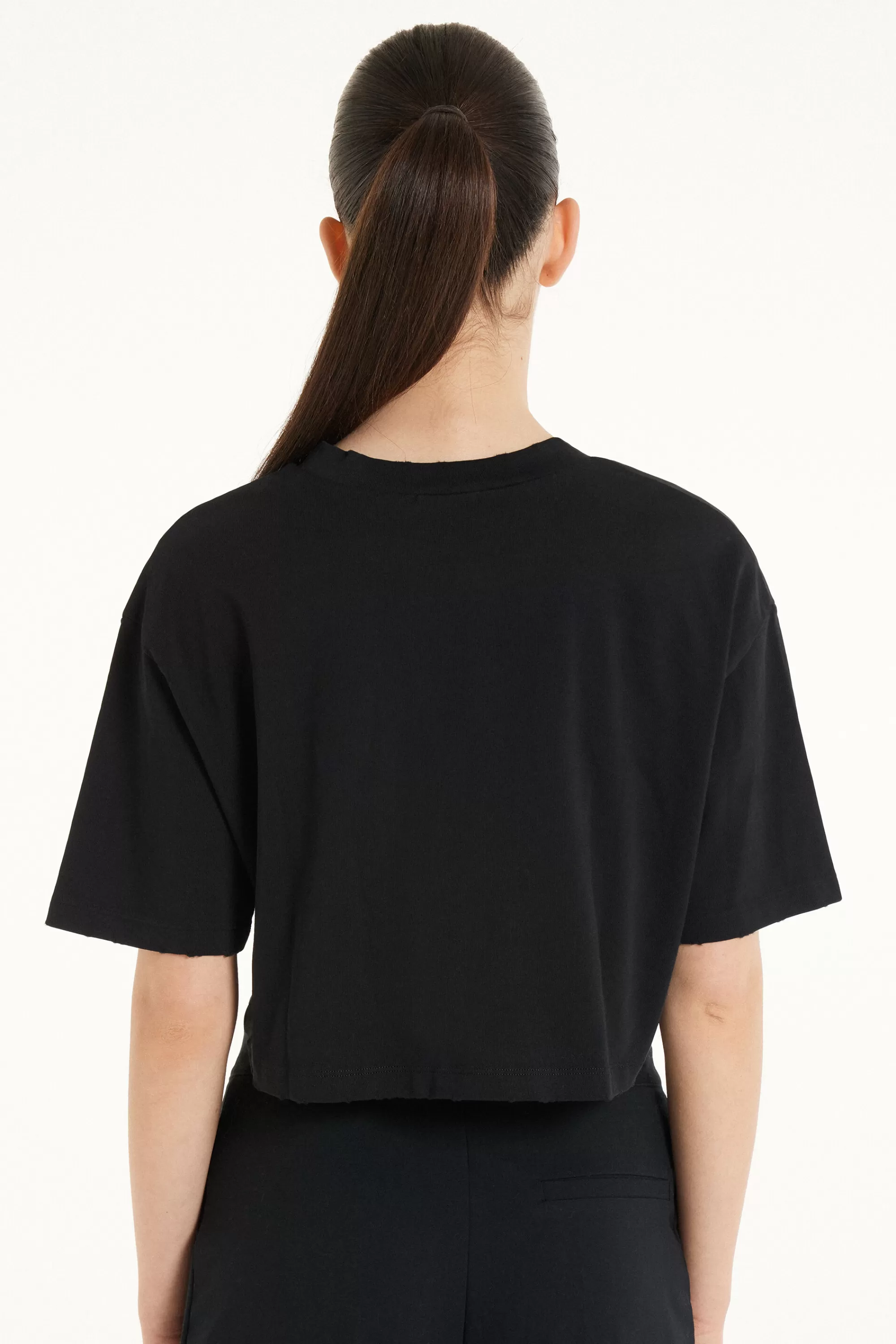 Sale T-Shirt Corta In Cotone A Girocollo - Magliette Maniche Corte - Donna | Magliette maniche corte