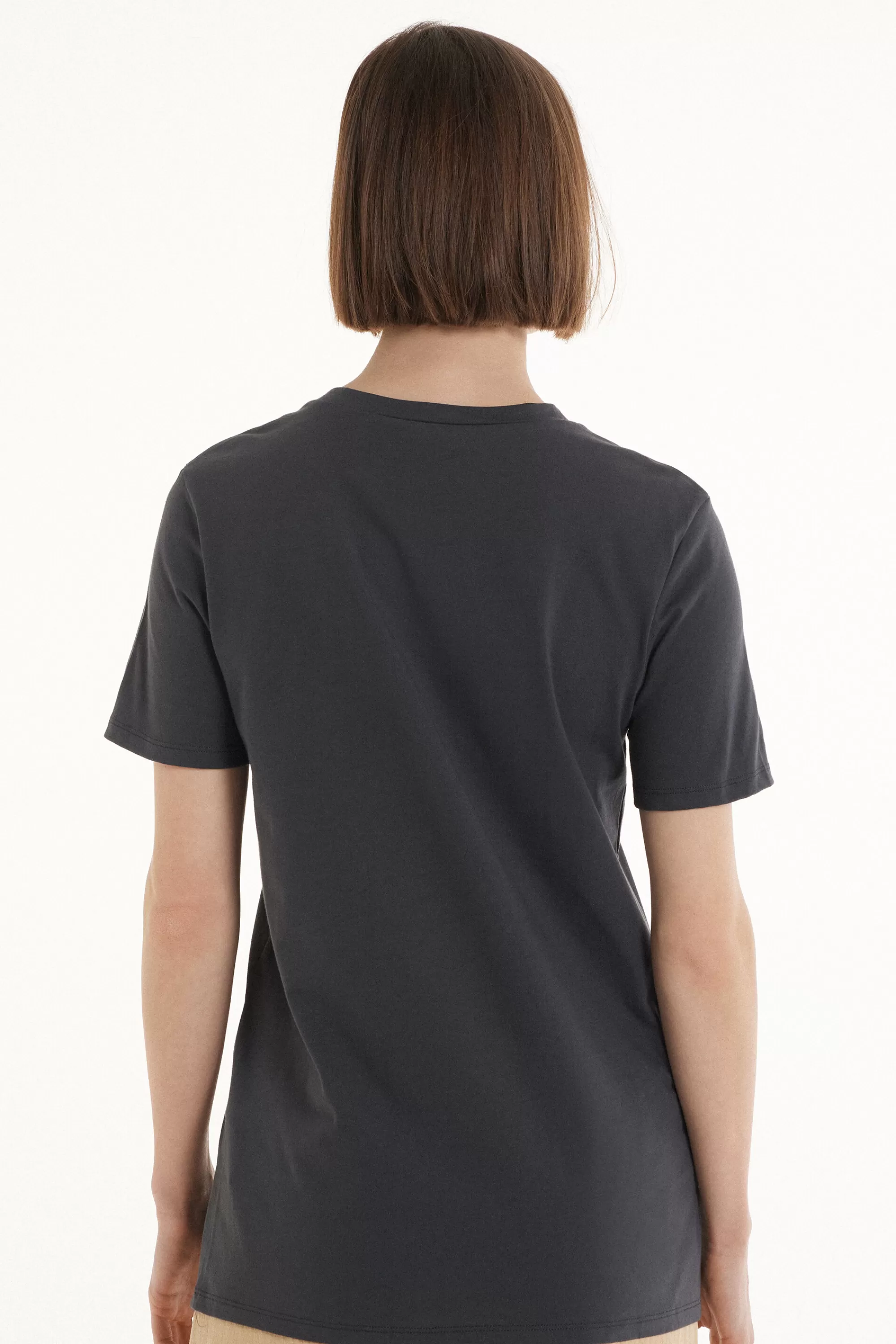 New T-Shirt Cotone Con Stampa - Magliette Maniche Corte - Donna | Magliette maniche corte