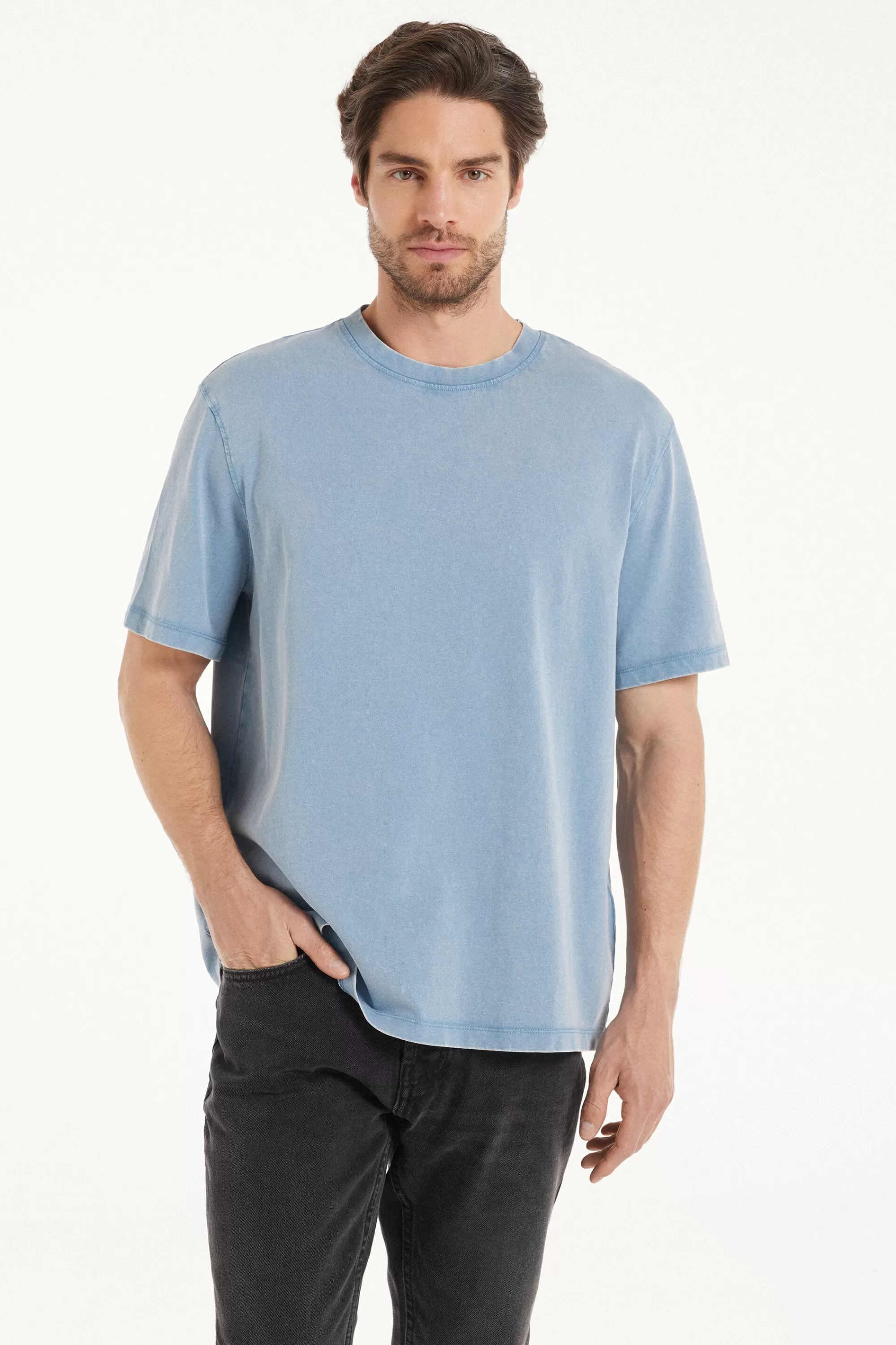 Clearance T-Shirt Girocollo In Cotone Delavé - T-shirt E Magliette - Uomo | T-shirt e Magliette