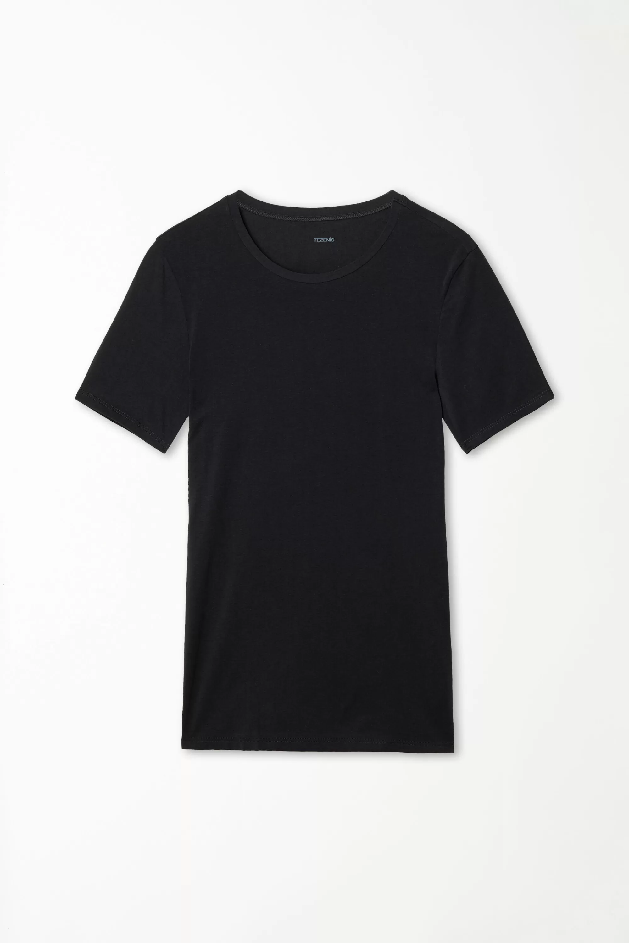 Flash Sale T-shirt Girocollo In Cotone Elasticizzato - Magliette Maniche Corte - Donna | Top e T-shirt | Magliette maniche corte