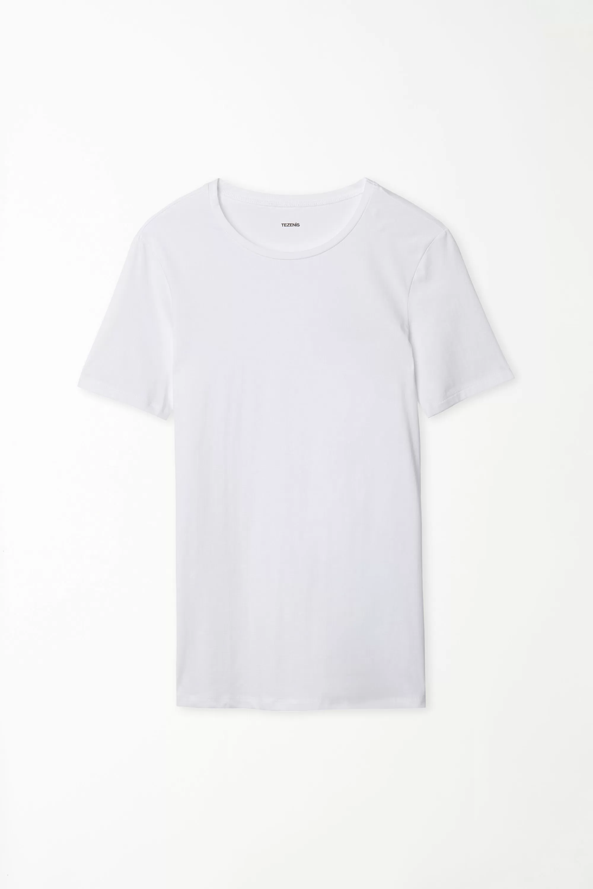 Fashion T-shirt Girocollo In Cotone Elasticizzato - Magliette Maniche Corte - Donna | Top e T-shirt | Magliette maniche corte