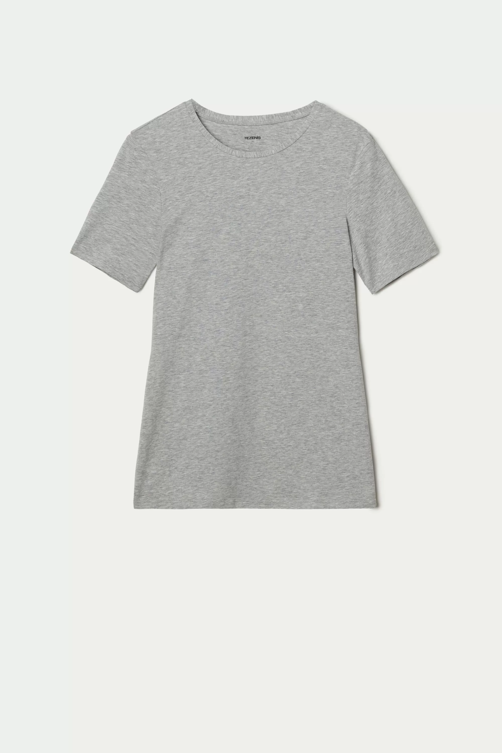 New T-shirt Girocollo In Cotone Elasticizzato - Magliette Maniche Corte - Donna | Top e T-shirt | Magliette maniche corte