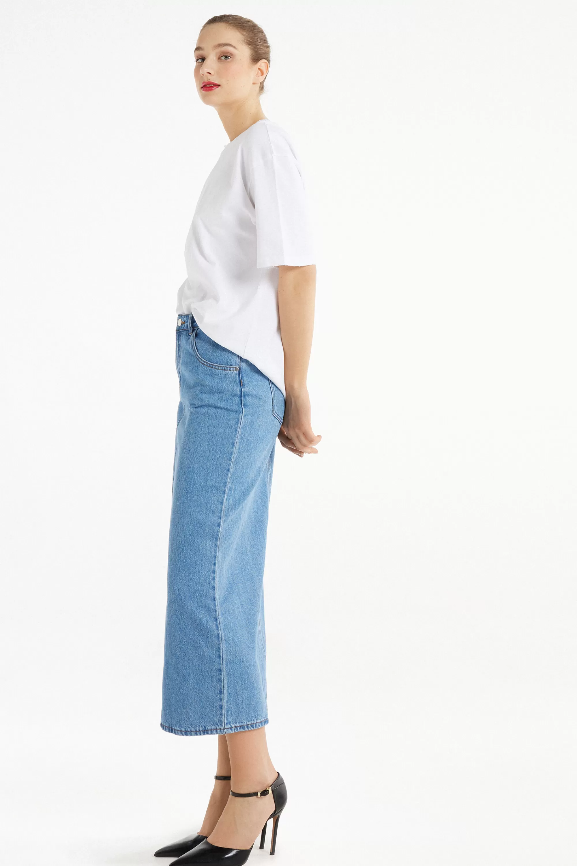 Online T-Shirt In Cotone A Girocollo Con Strappi - Magliette Maniche Corte - Donna | Magliette maniche corte