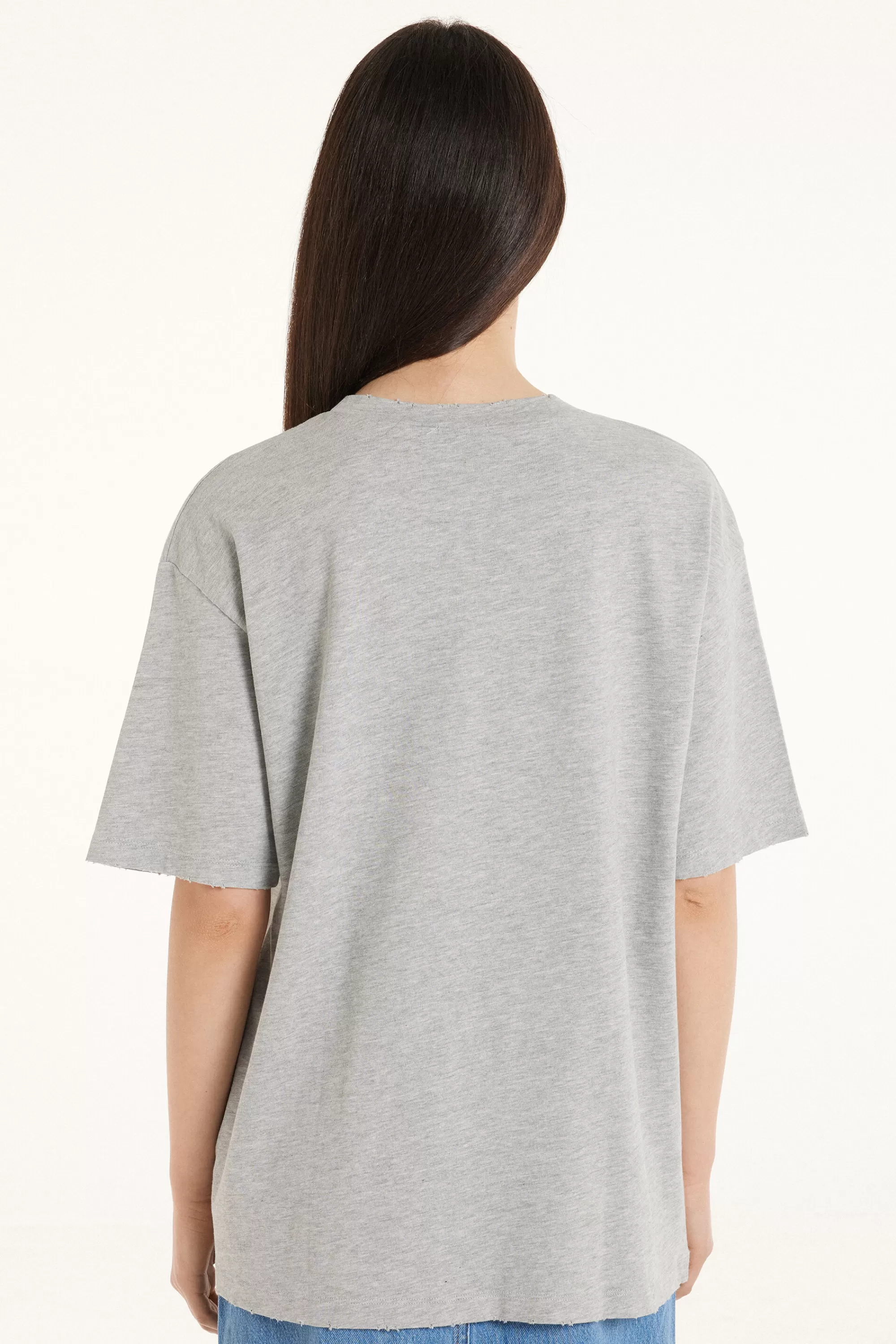 Best Sale T-Shirt In Cotone A Girocollo Con Strappi - Magliette Maniche Corte - Donna | Magliette maniche corte