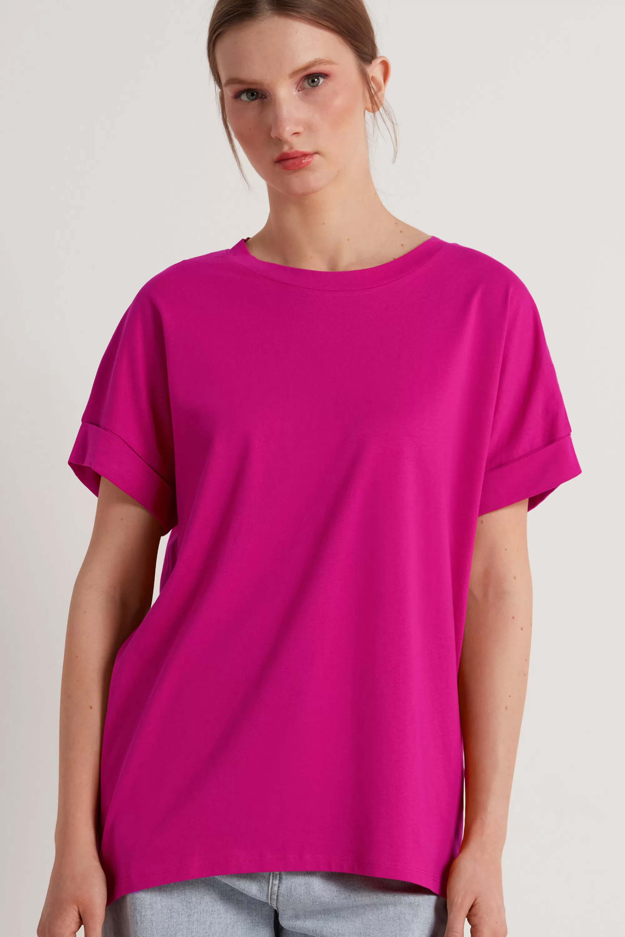 Flash Sale T-Shirt In Cotone Con Risvolto Kimono - Magliette Maniche Corte - Donna | Top e T-shirt | Magliette maniche corte