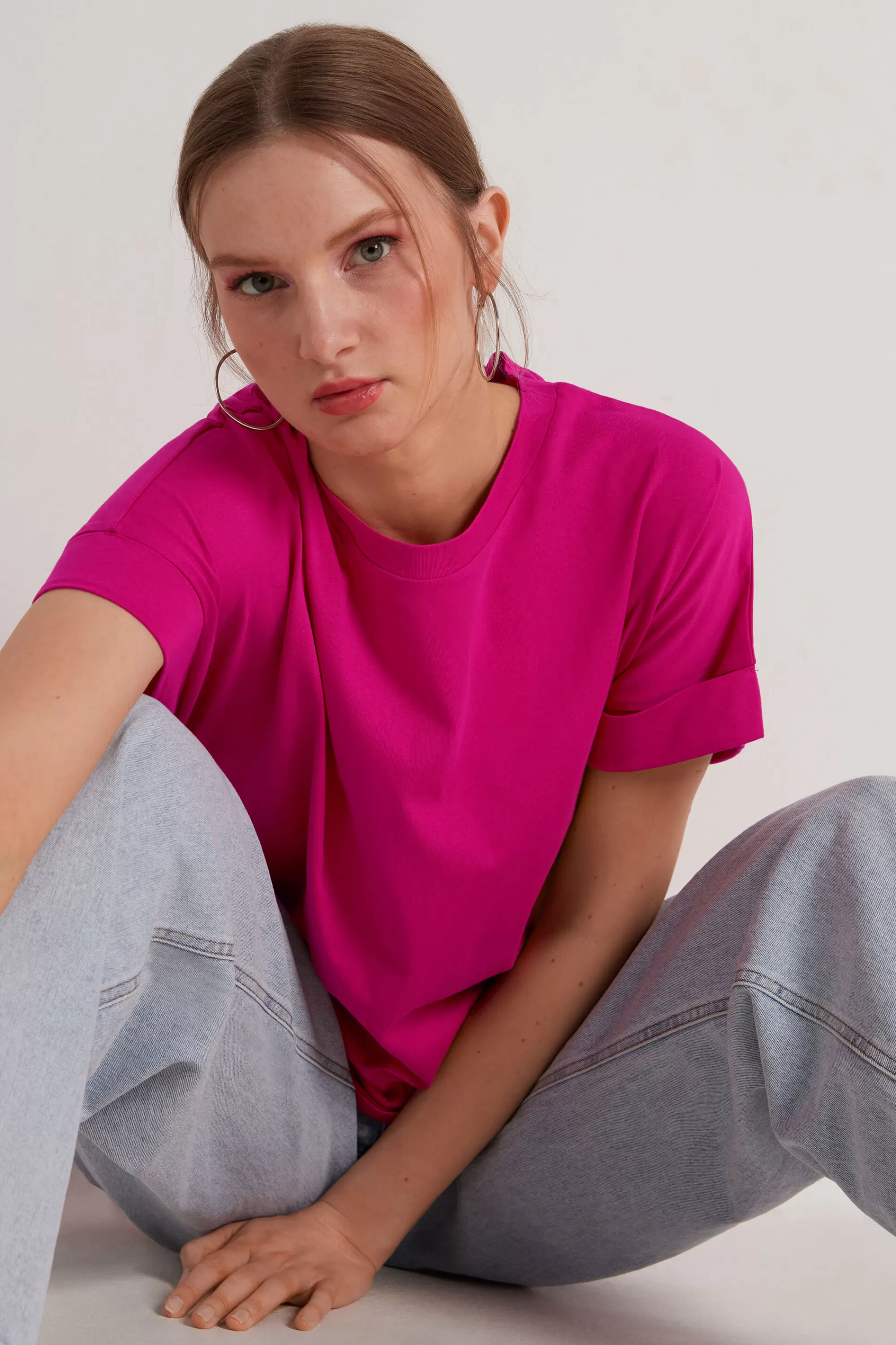 Flash Sale T-Shirt In Cotone Con Risvolto Kimono - Magliette Maniche Corte - Donna | Top e T-shirt | Magliette maniche corte