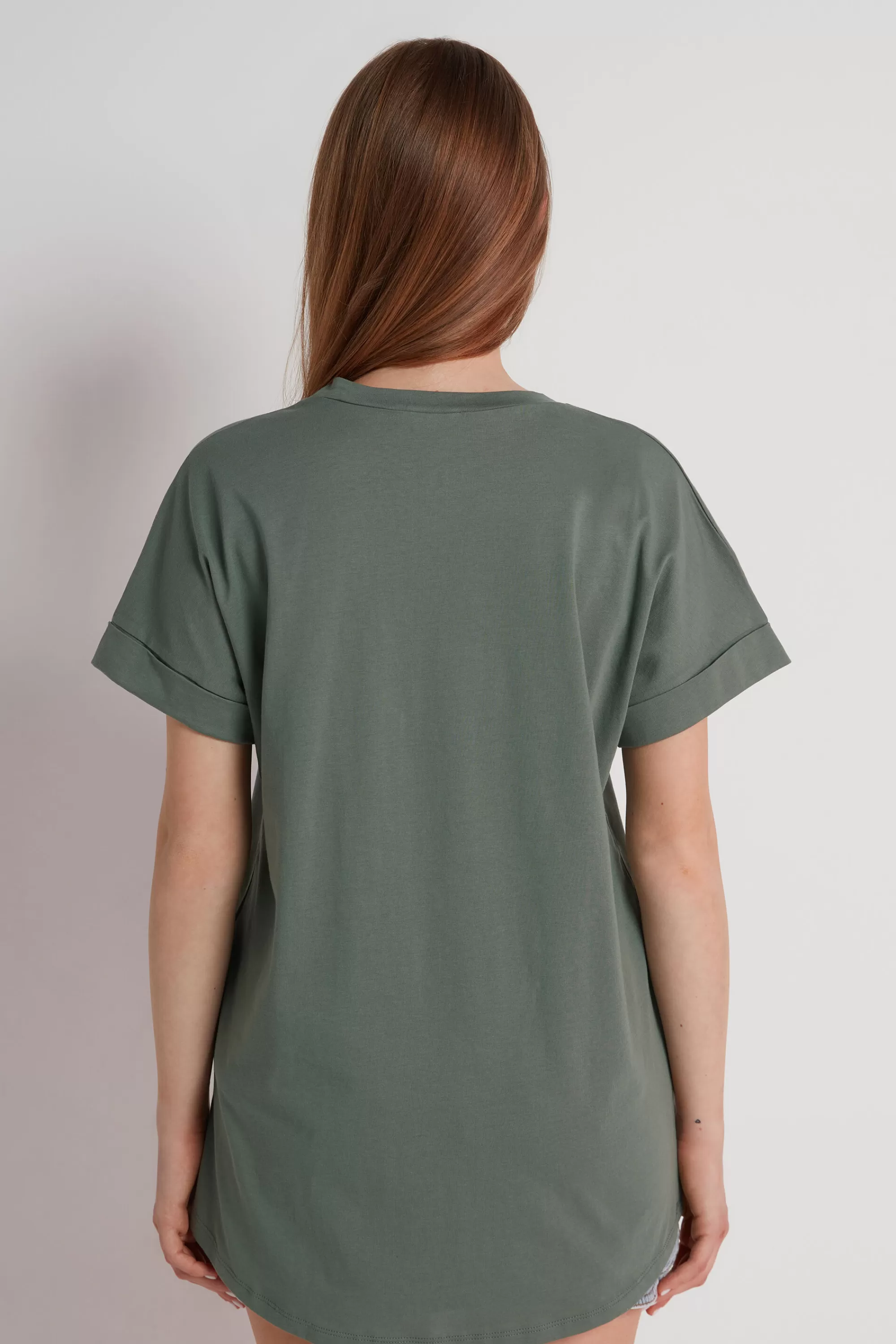 Store T-Shirt In Cotone Con Risvolto Kimono - Magliette Maniche Corte - Donna | Top e T-shirt | Magliette maniche corte