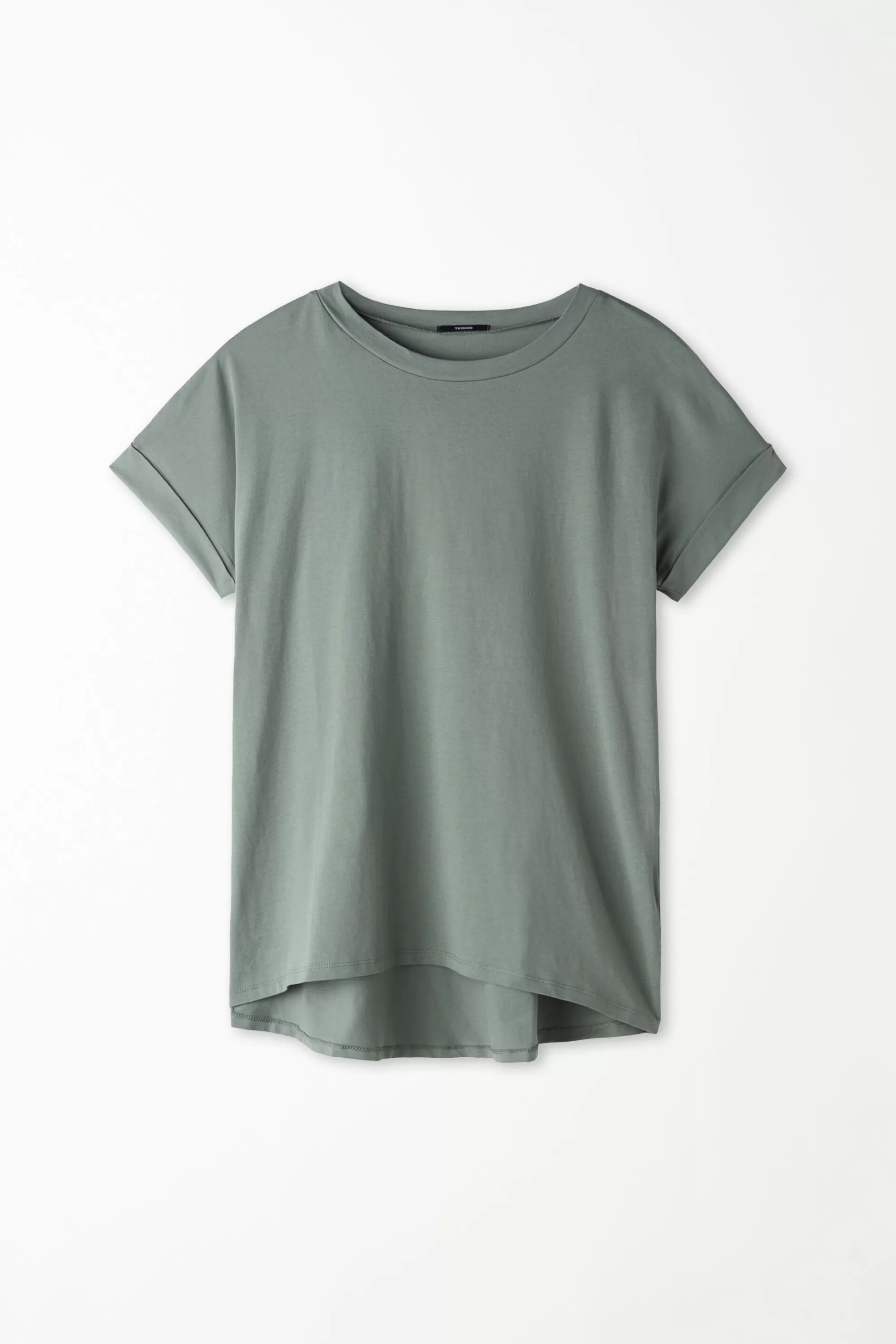 Store T-Shirt In Cotone Con Risvolto Kimono - Magliette Maniche Corte - Donna | Top e T-shirt | Magliette maniche corte