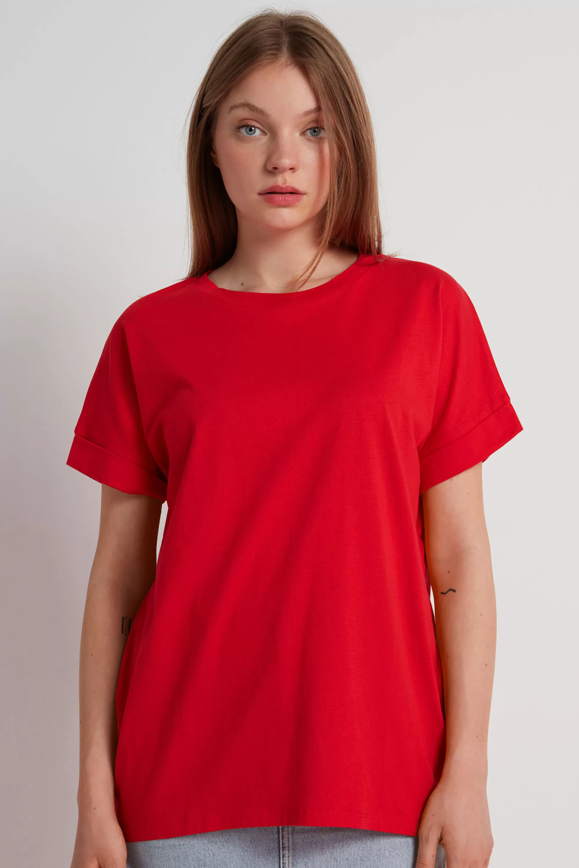 Discount T-Shirt In Cotone Con Risvolto Kimono - Magliette Maniche Corte - Donna | Top e T-shirt | Magliette maniche corte