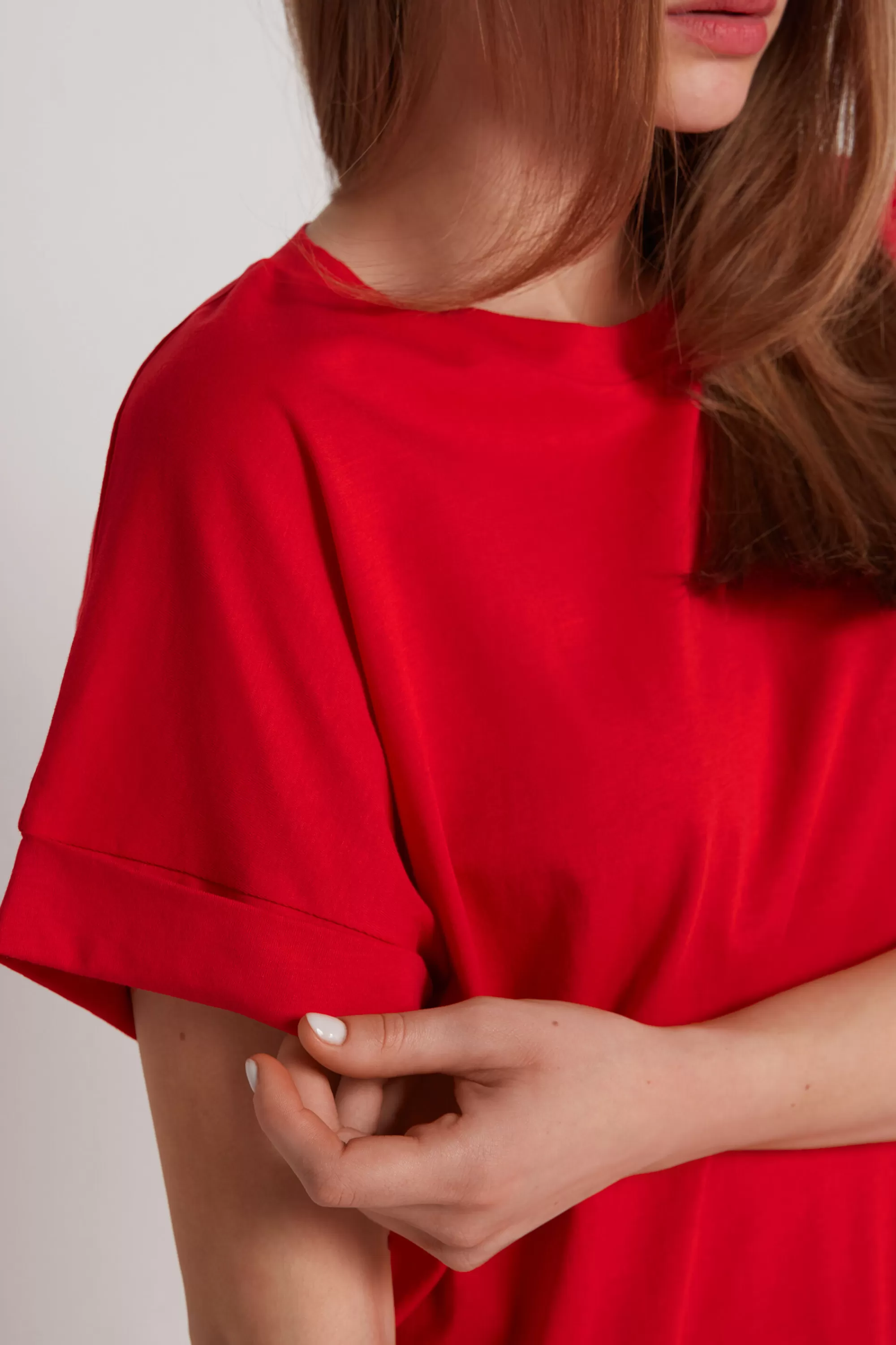 Discount T-Shirt In Cotone Con Risvolto Kimono - Magliette Maniche Corte - Donna | Top e T-shirt | Magliette maniche corte
