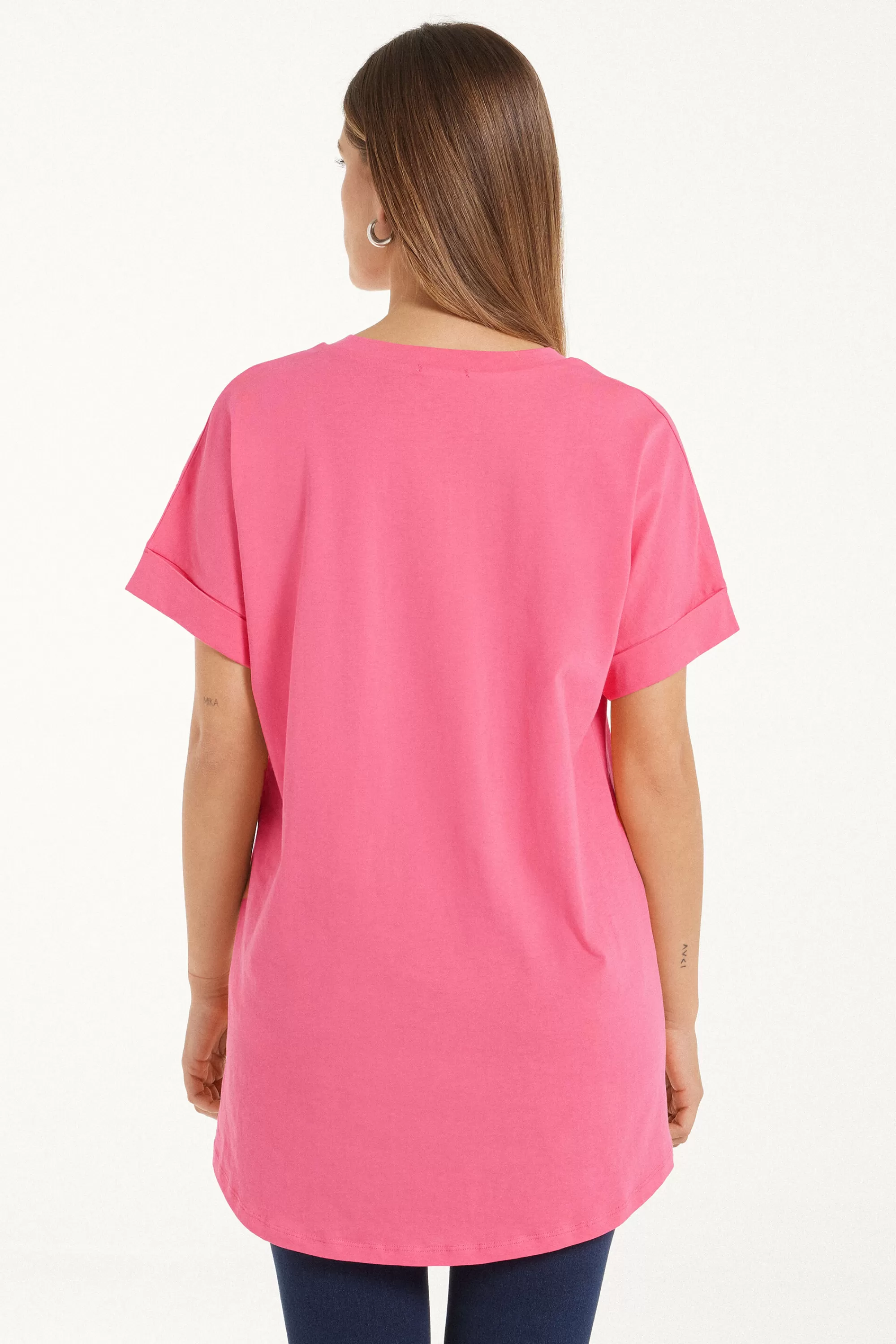 Discount T-Shirt In Cotone Con Risvolto Kimono - Magliette Maniche Corte - Donna | Magliette maniche corte