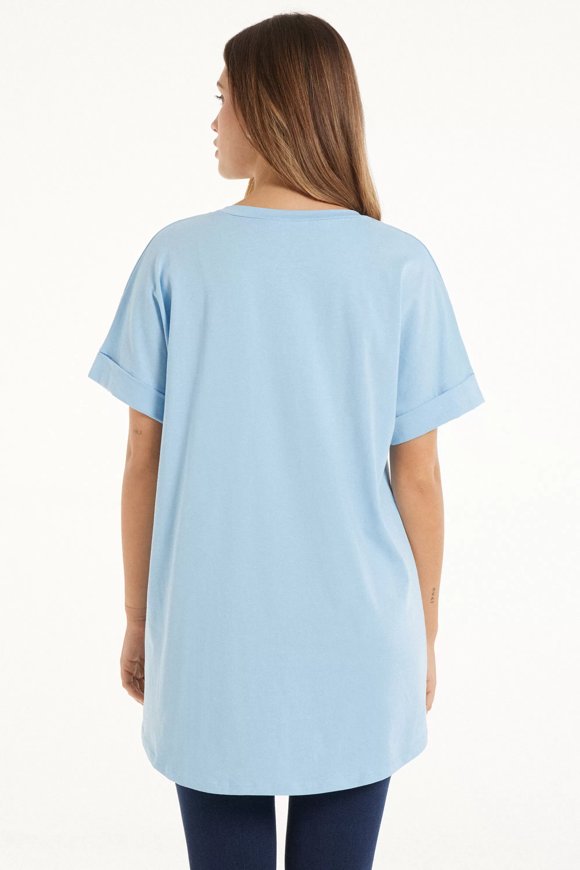 Best Sale T-Shirt In Cotone Con Risvolto Kimono - Magliette Maniche Corte - Donna | Magliette maniche corte