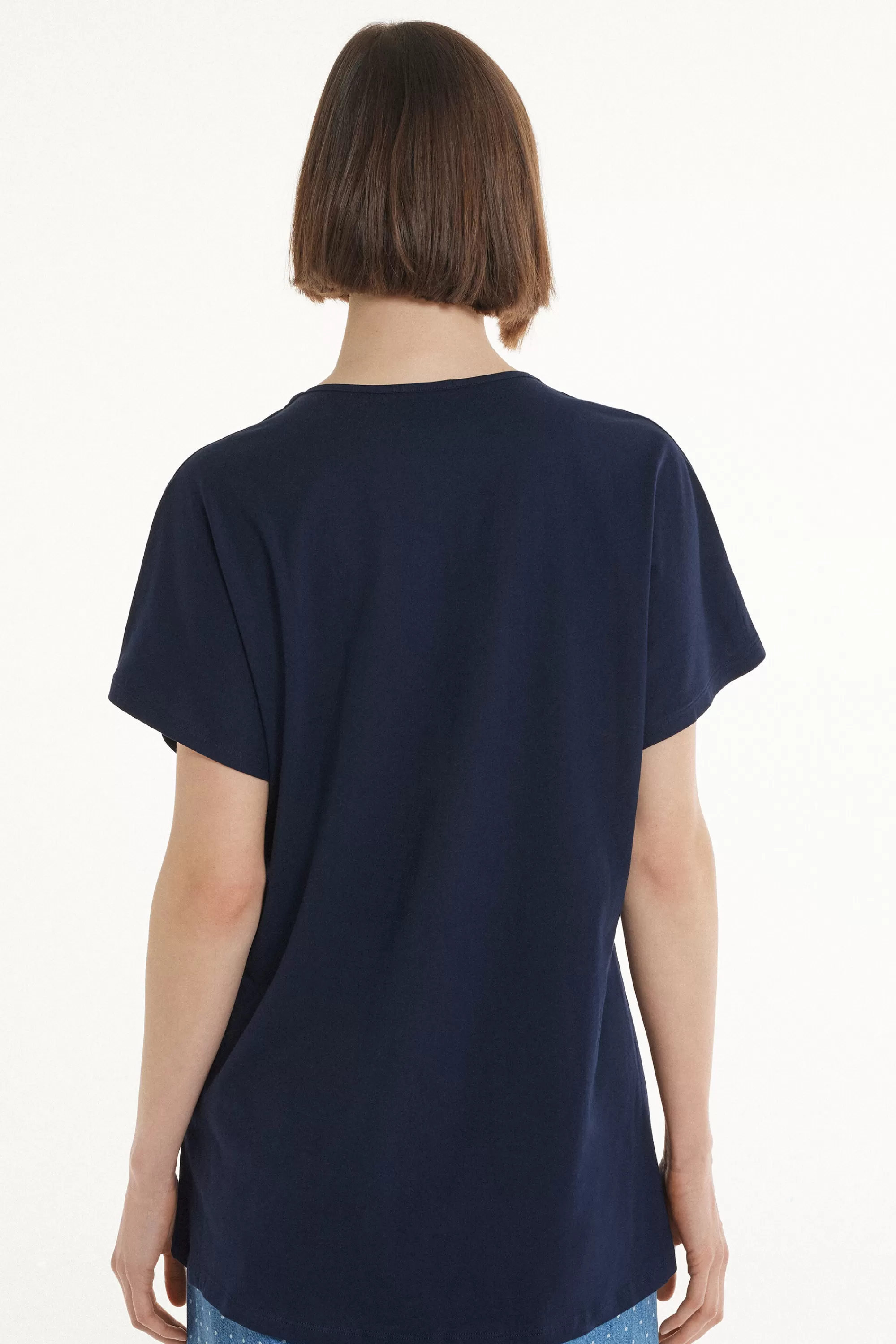 Shop T-Shirt Scollo A V Con Pince In Cotone - Magliette Maniche Corte - Donna | Magliette maniche corte