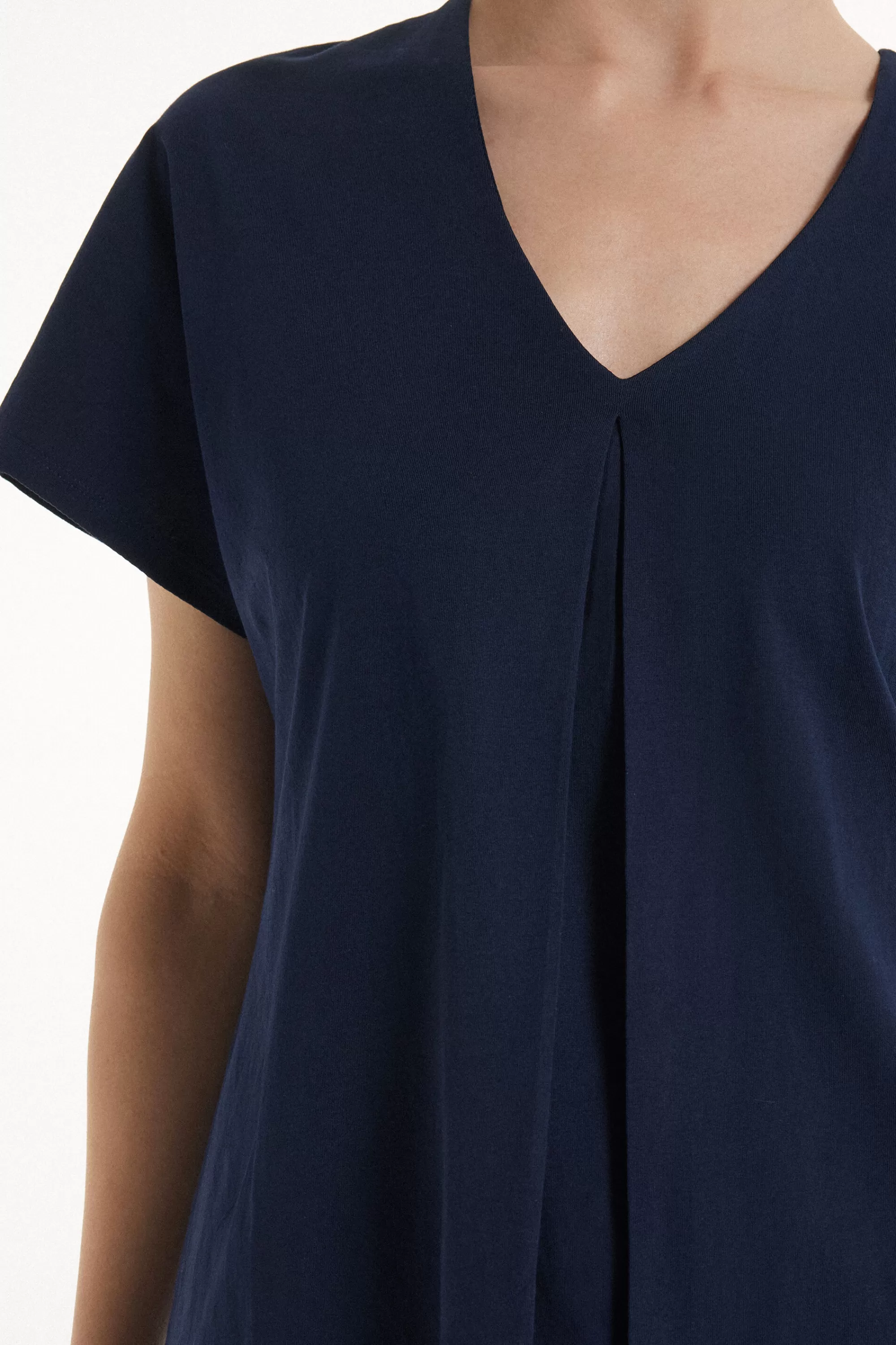 Shop T-Shirt Scollo A V Con Pince In Cotone - Magliette Maniche Corte - Donna | Magliette maniche corte