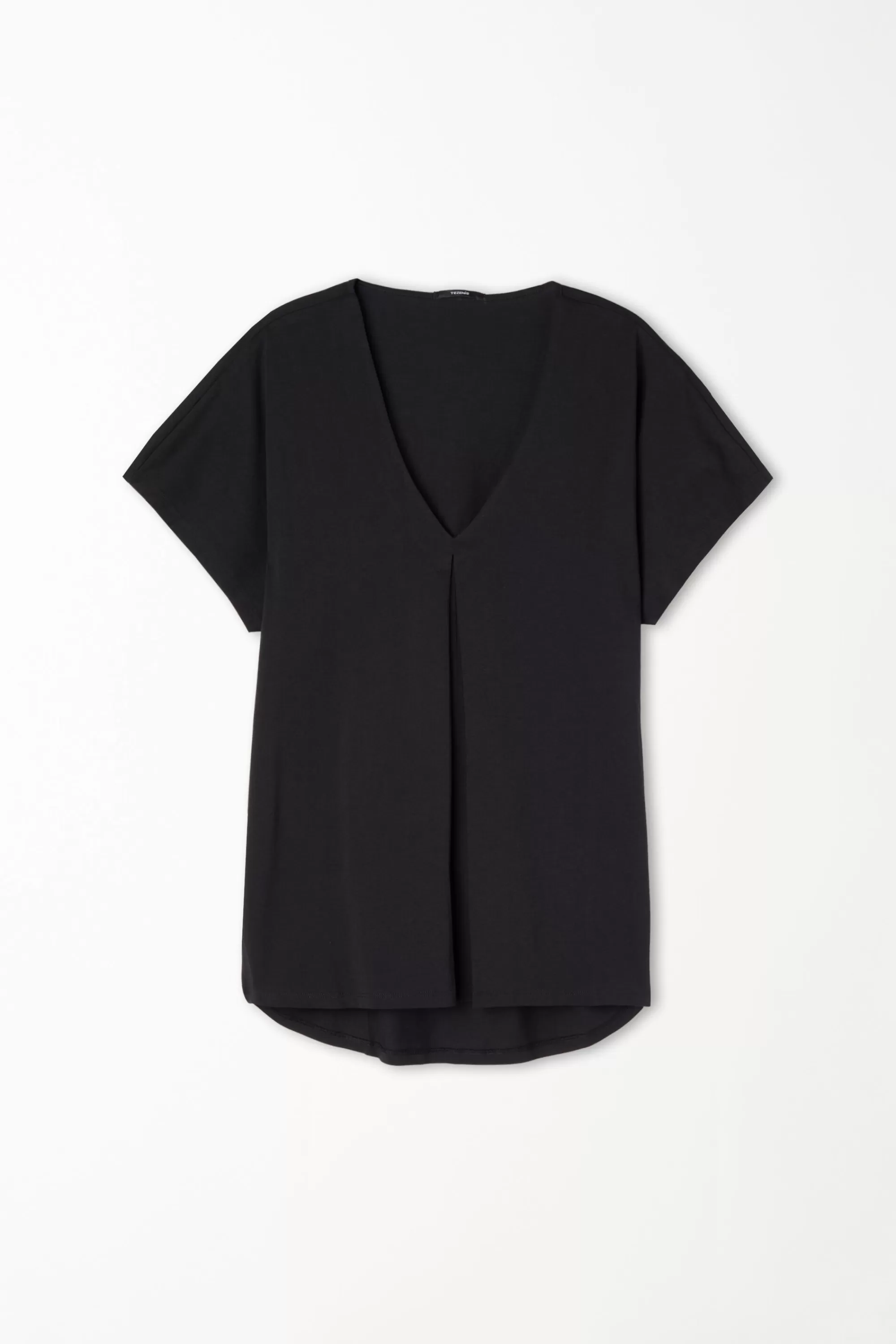 Store T-Shirt Scollo A V Con Pince In Cotone - Magliette Maniche Corte - Donna | Magliette maniche corte