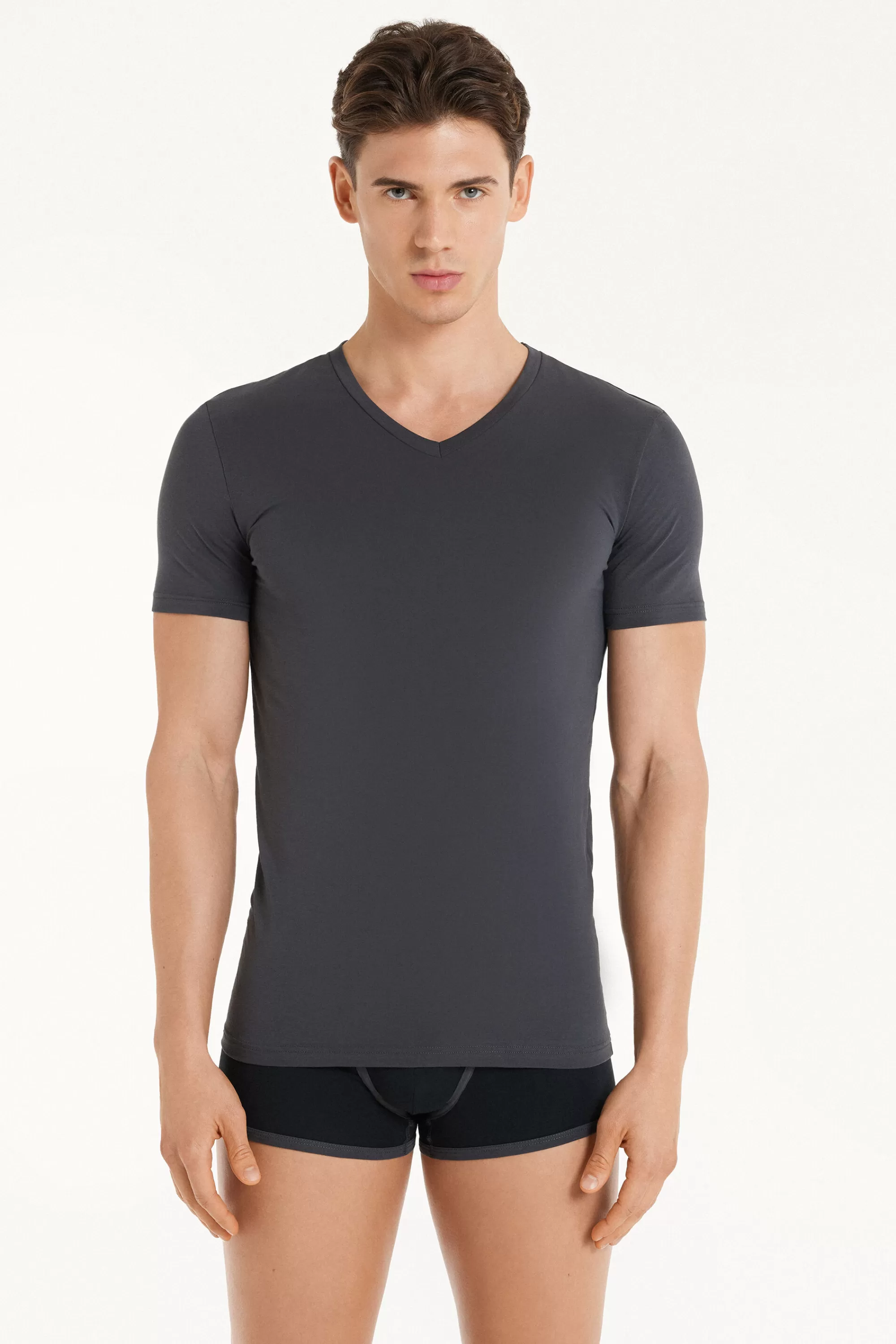 Flash Sale T-shirt Scollo A V In Cotone Elasticizzato - T-shirt E Magliette - Uomo | T-shirt e Magliette
