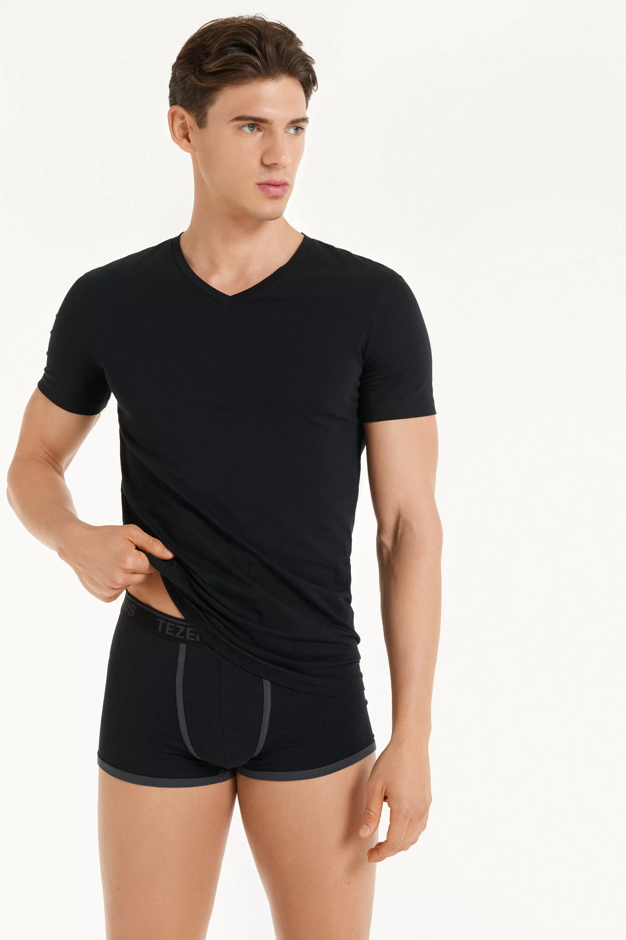 Sale T-shirt Scollo A V In Cotone Elasticizzato - T-shirt E Magliette - Uomo | T-shirt e Magliette