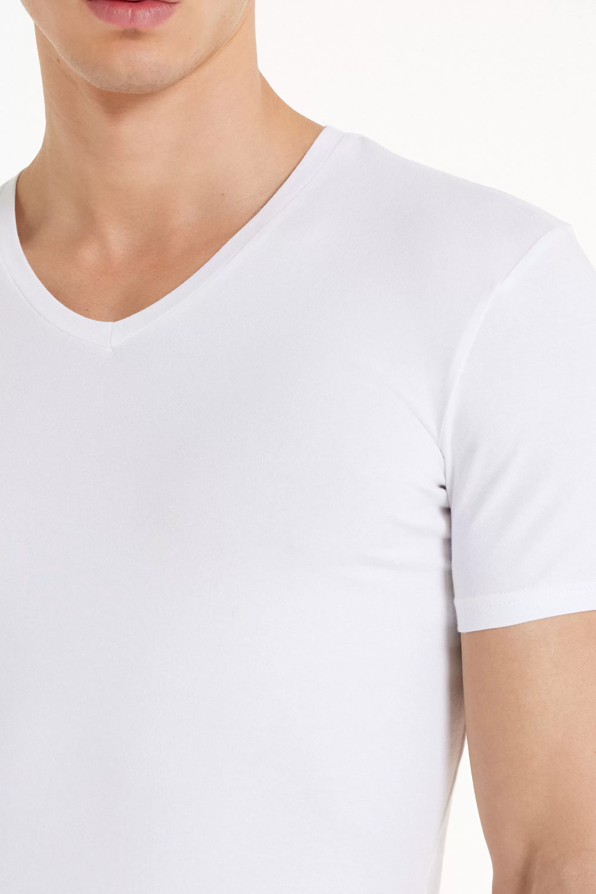 Outlet T-shirt Scollo A V In Cotone Elasticizzato - T-shirt E Magliette - Uomo | T-shirt e Magliette