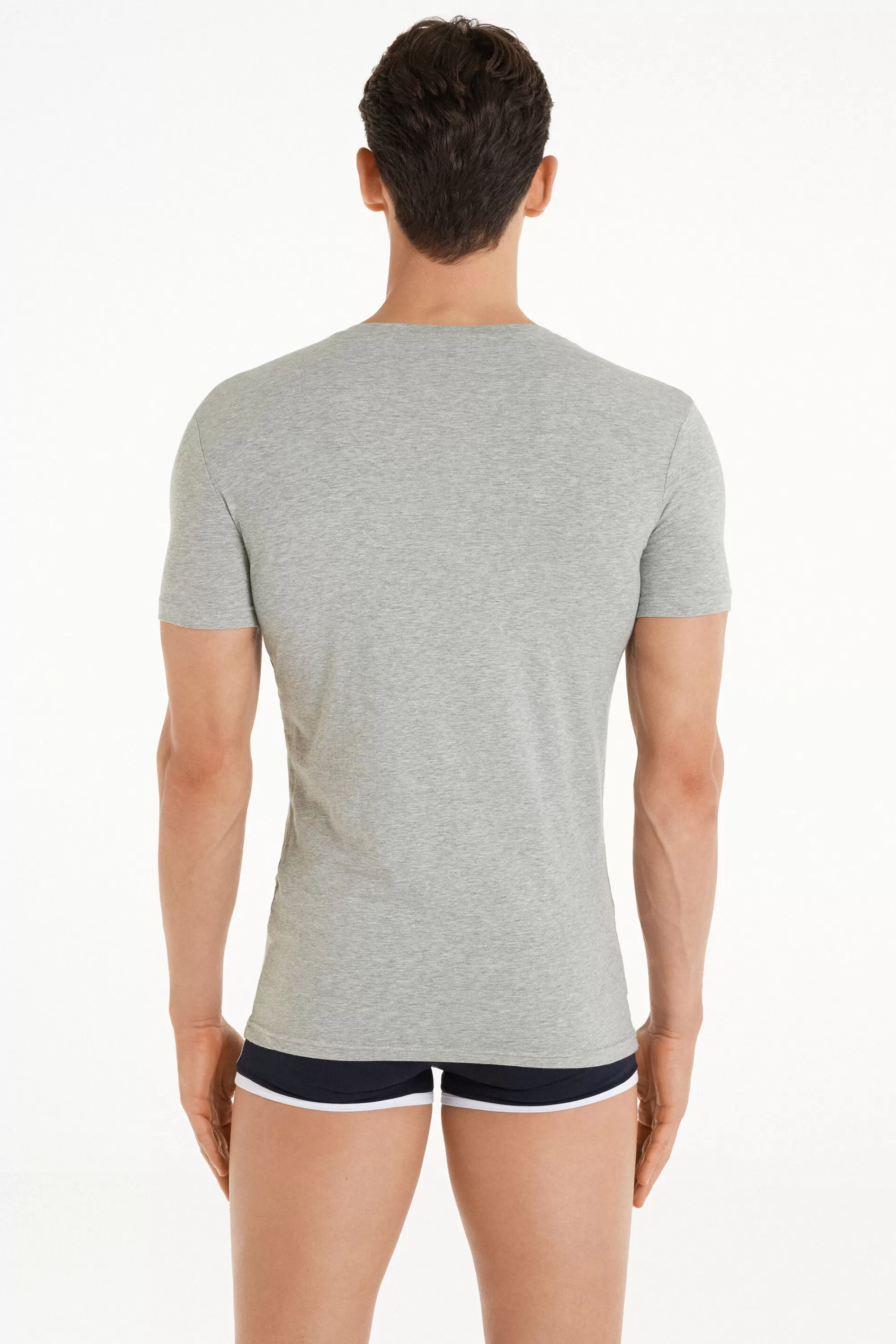Fashion T-shirt Scollo A V In Cotone Elasticizzato - T-shirt E Magliette - Uomo | T-shirt e Magliette