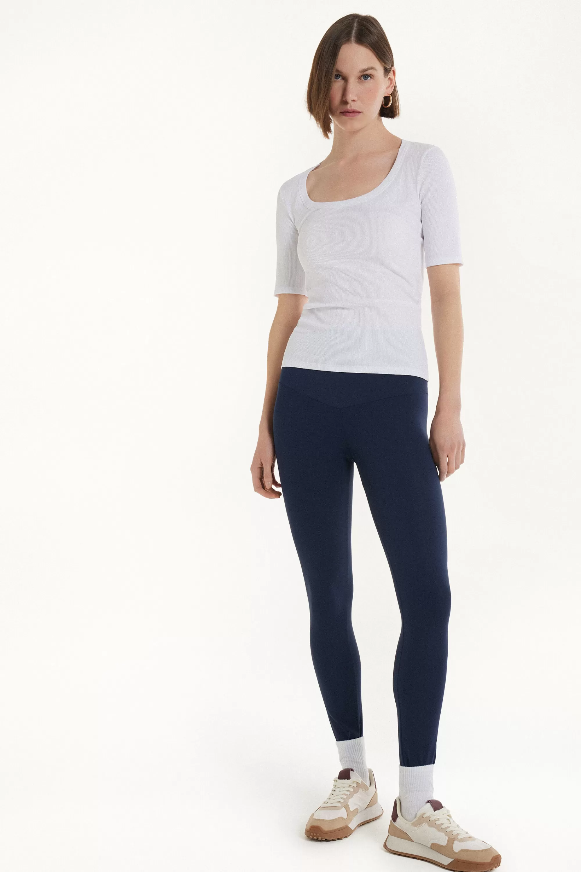 Cheap T-Shirt Scollo Madonna In Cotone A Costine - Magliette Maniche Corte - Donna | Magliette maniche corte