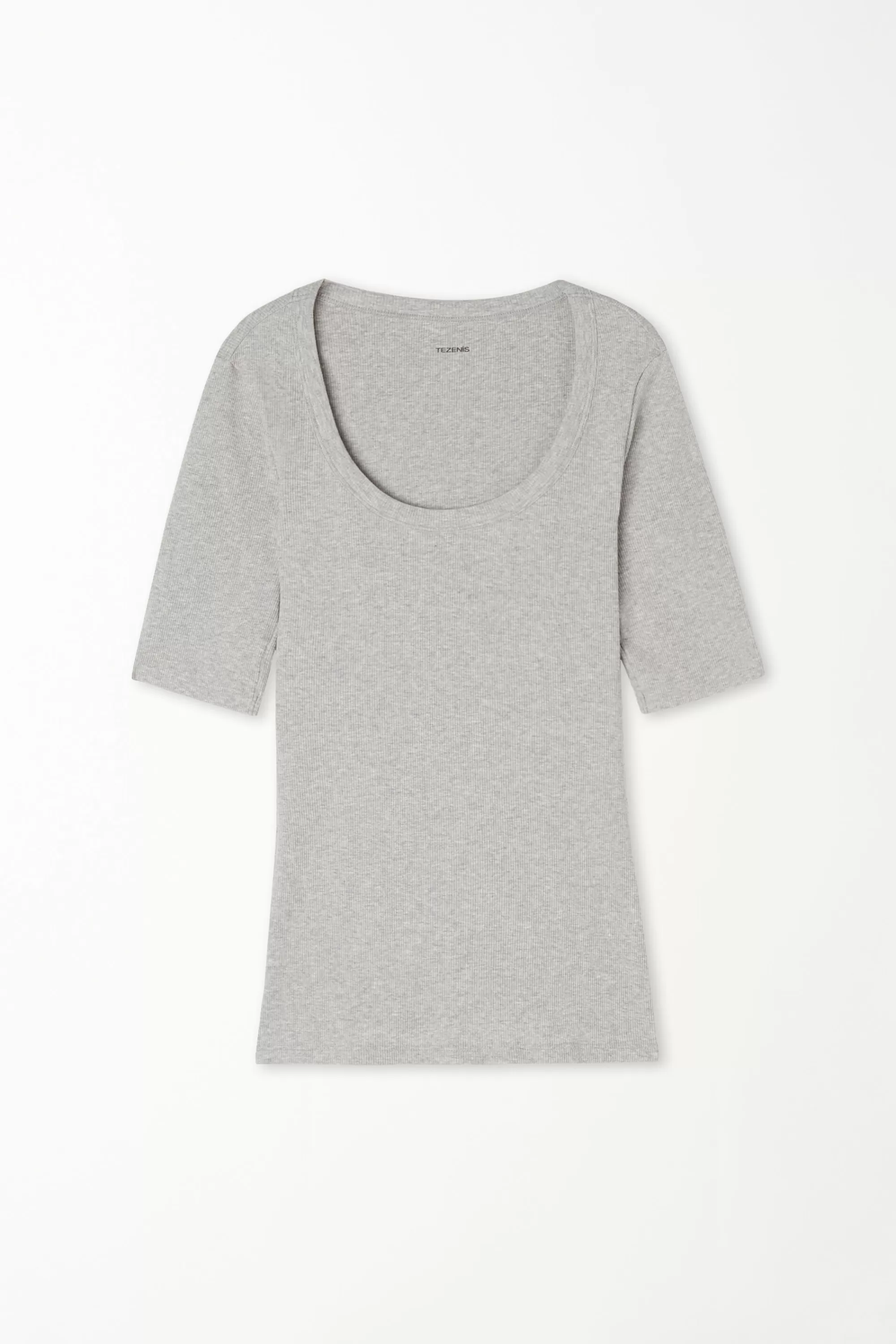 Hot T-Shirt Scollo Madonna In Cotone A Costine - Magliette Maniche Corte - Donna | Magliette maniche corte