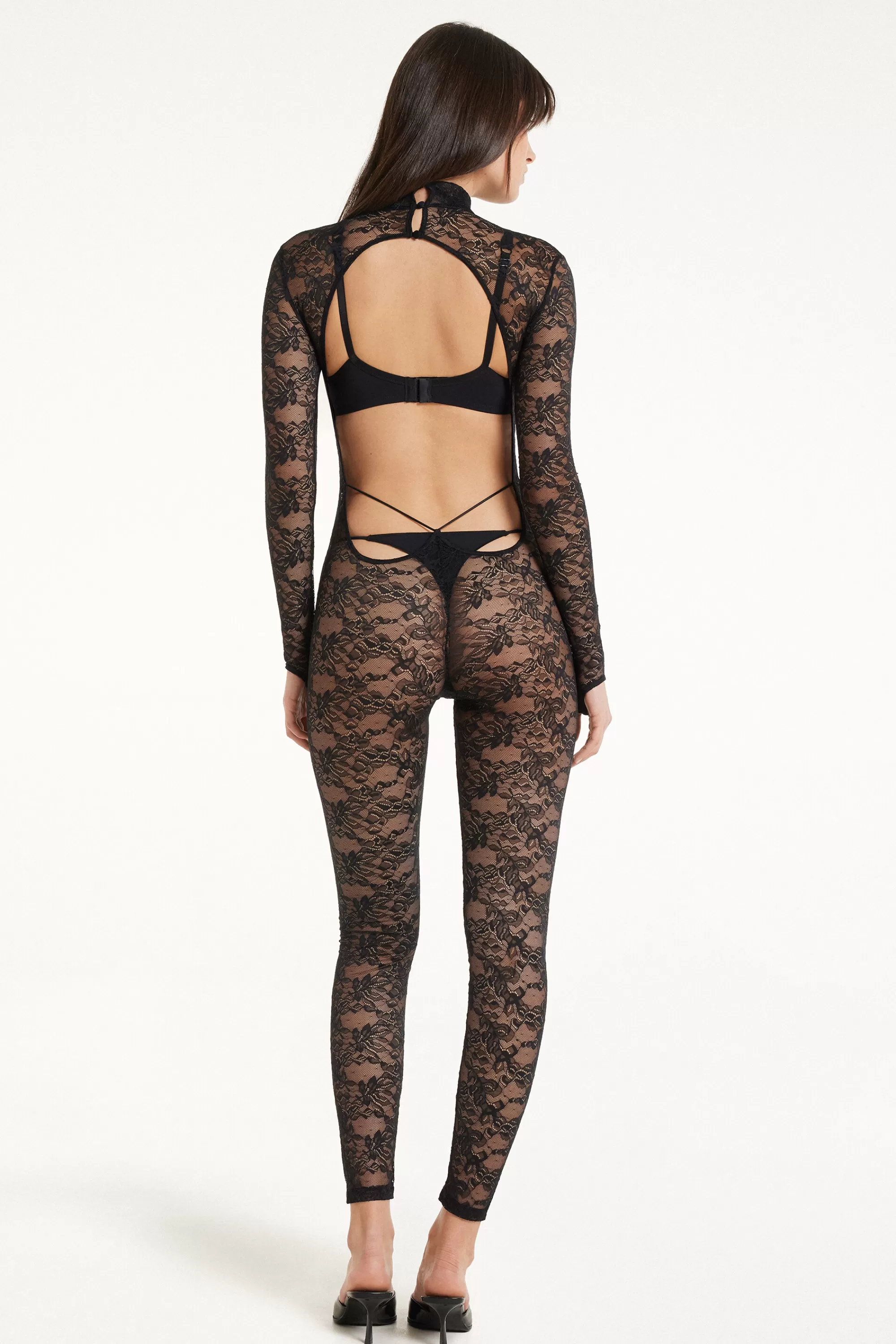 Sale Tuta Manica Lunga In Pizzo Lovely Dark Lace - Canotte E Top - Donna | Canotte e Top