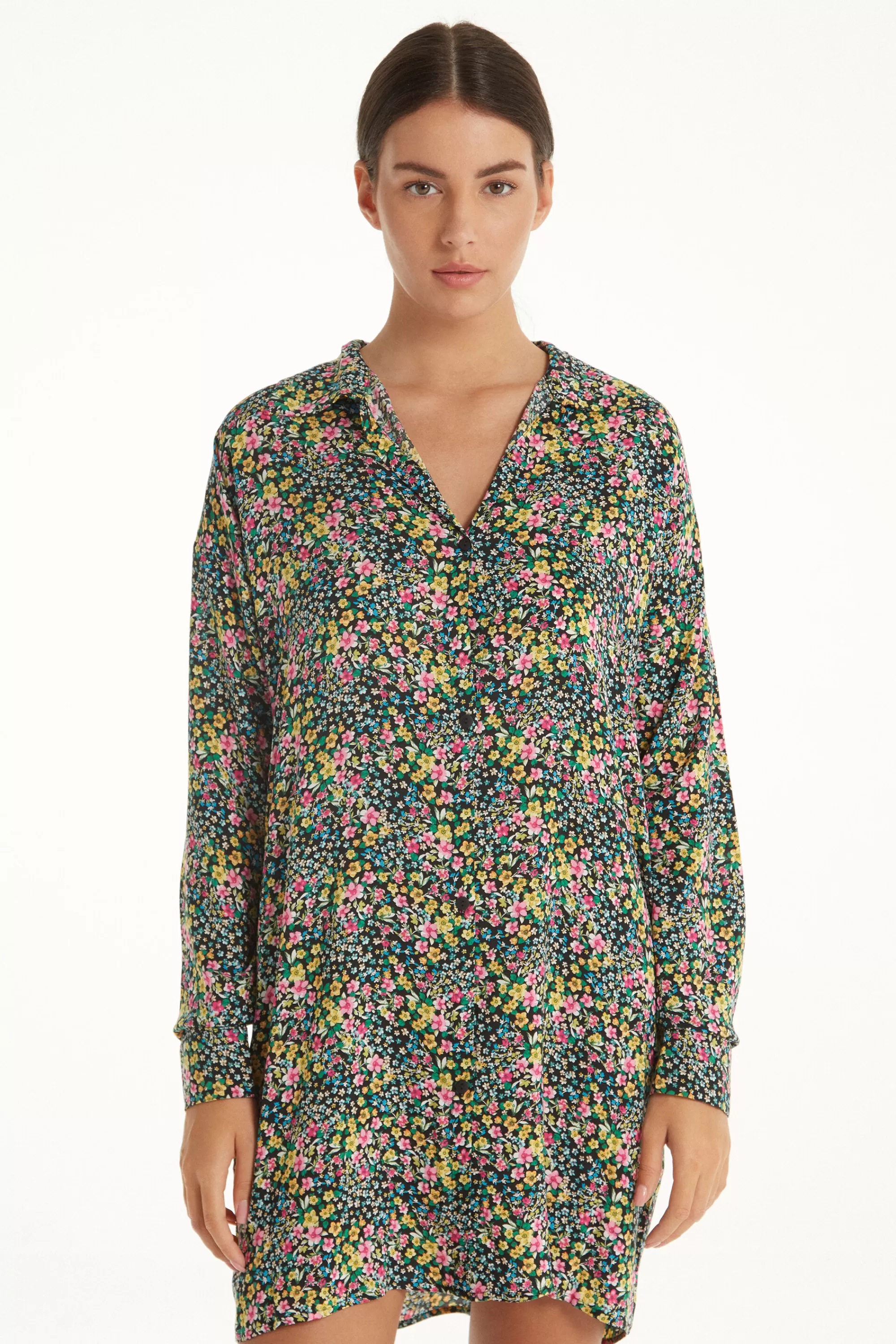 Clearance Vestito Camicia Manica Lunga In Tela Viscosa - Vestiti E Tute - Donna | Vestiti e Tute