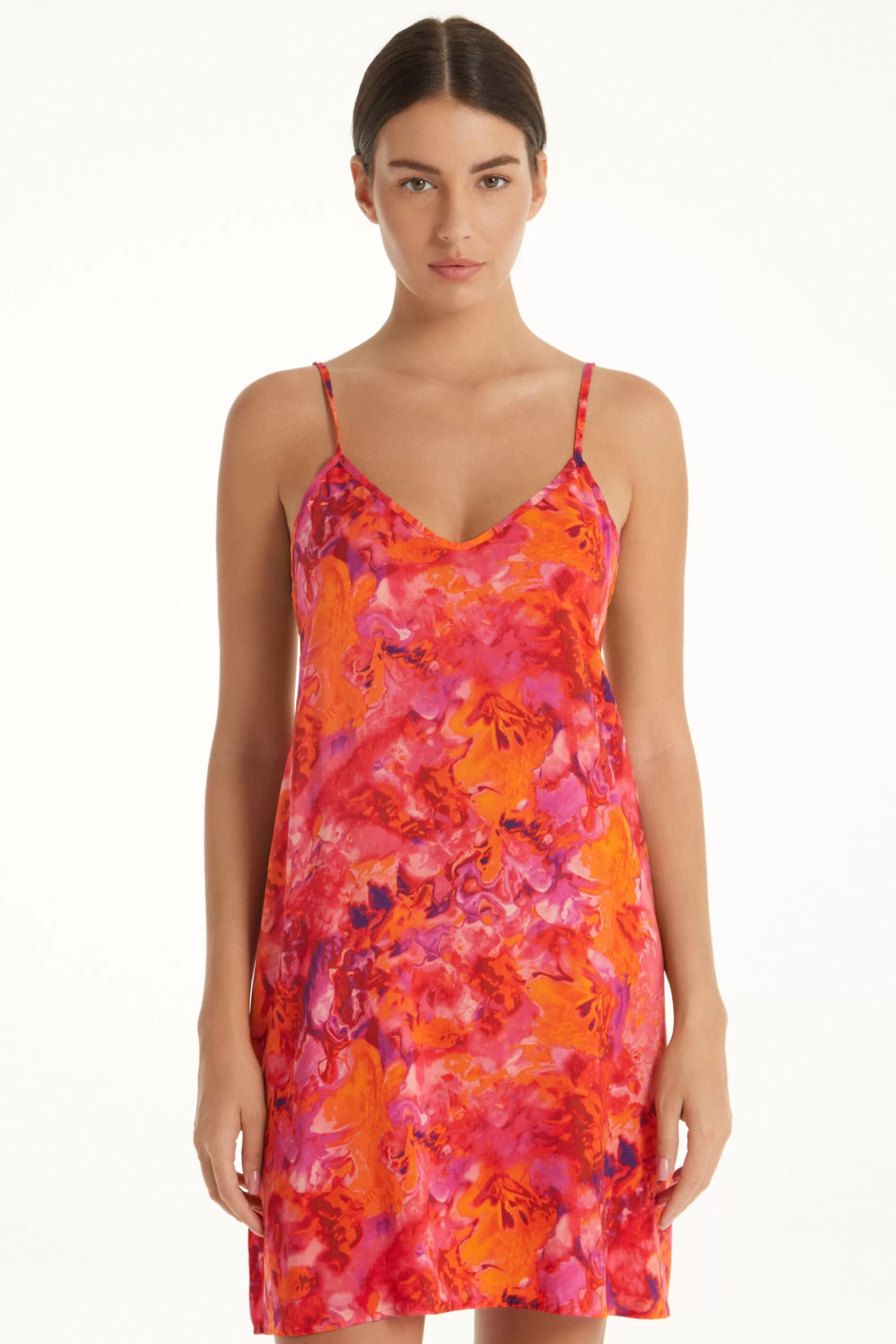 New Vestito Corto Svasato In Tela Di Viscosa - Vestiti E Tute - Donna | Vestiti e Tute