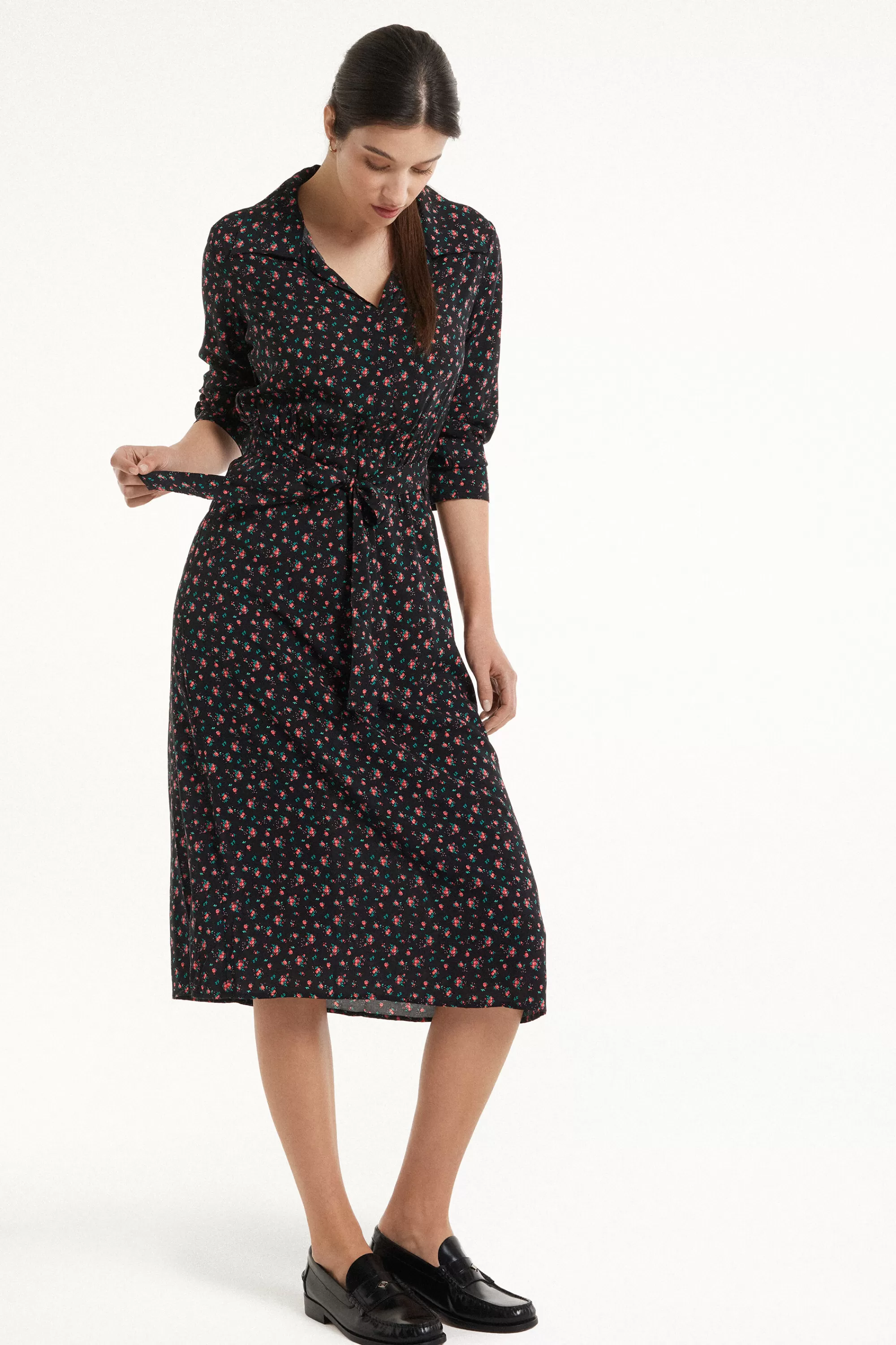 New Vestito Lungo In Tela Viscosa Con Fusciacca - Vestiti E Tute - Donna | Vestiti e Tute