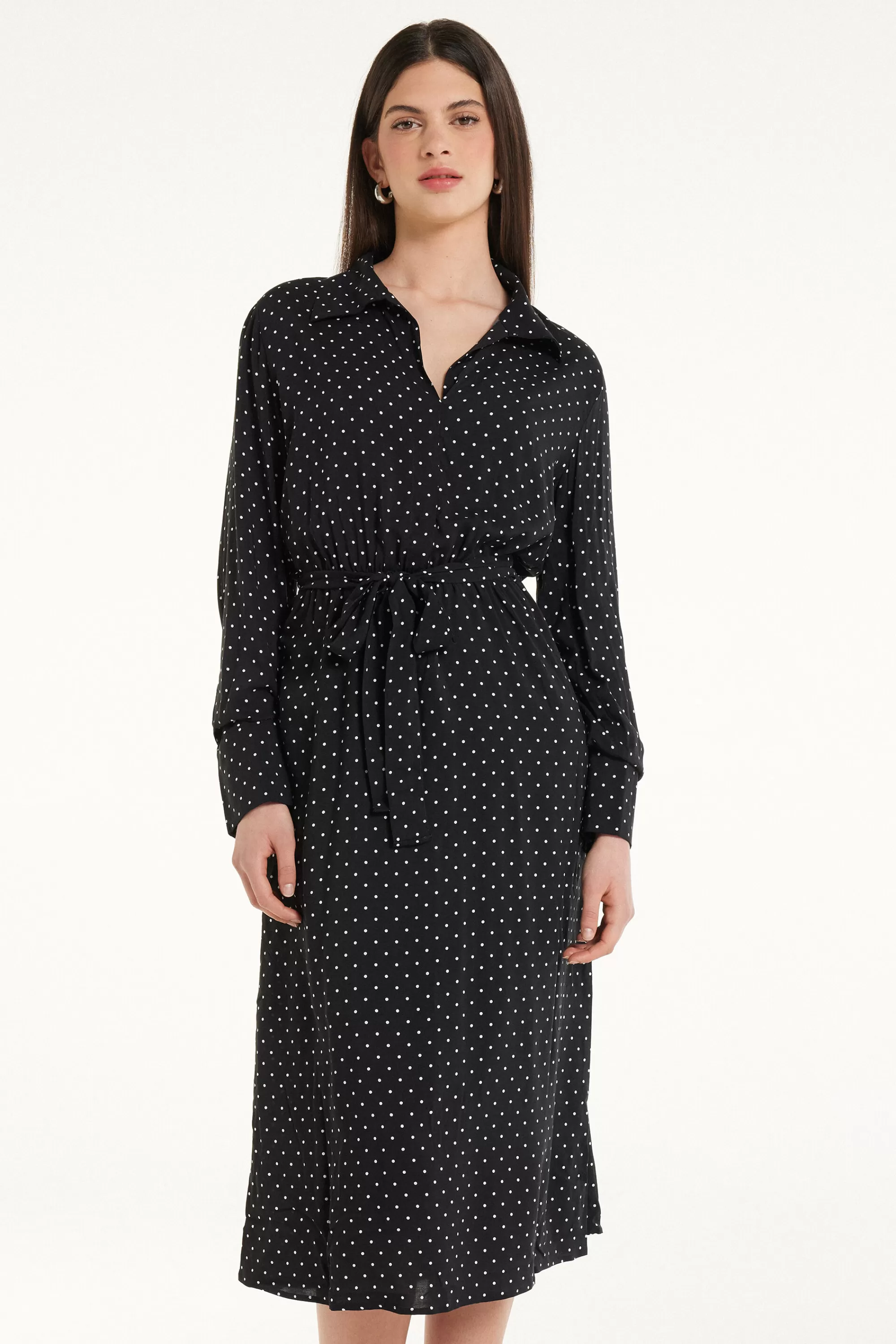 New Vestito Lungo In Tela Viscosa Con Fusciacca - Vestiti E Tute - Donna | Vestiti e Tute