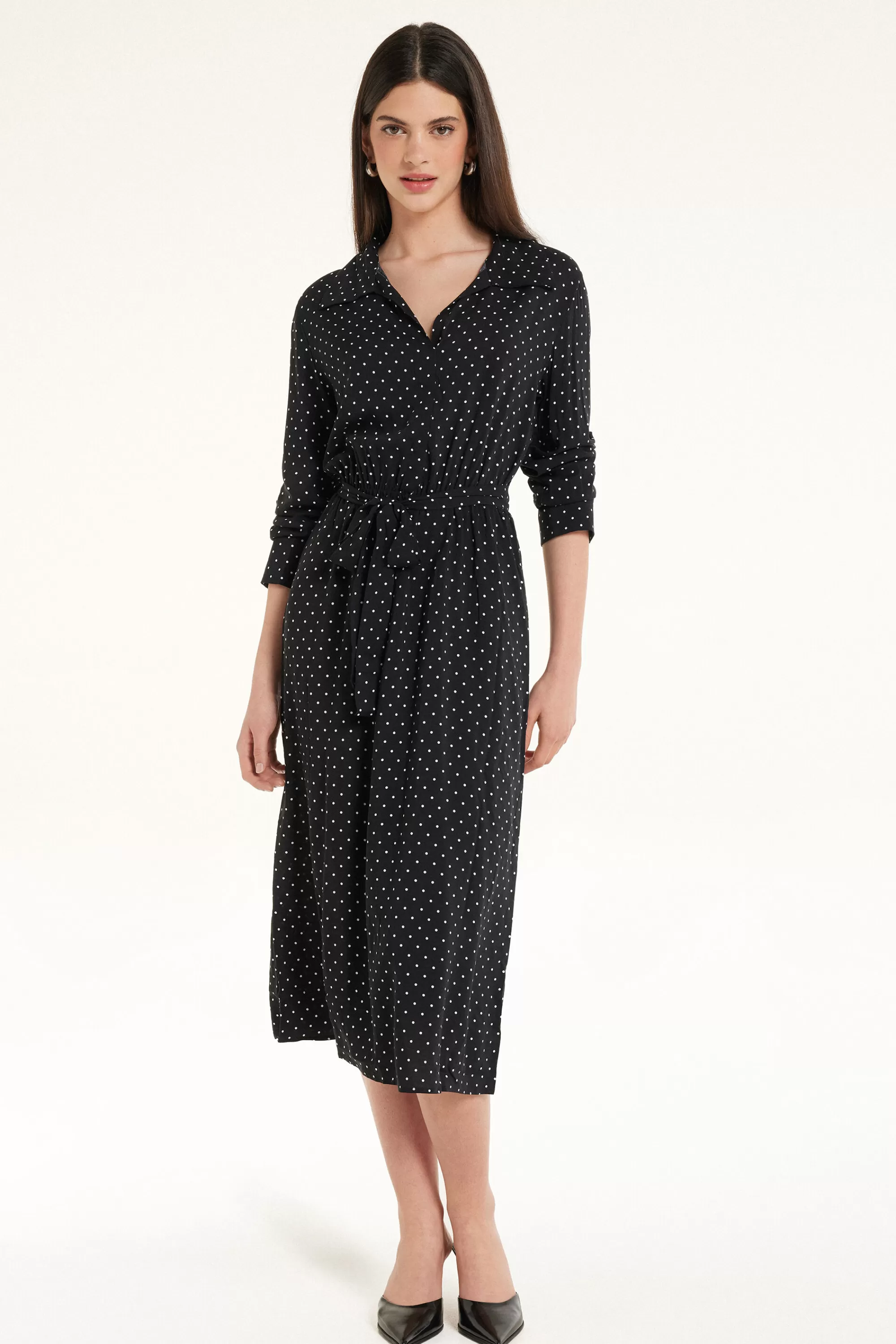 New Vestito Lungo In Tela Viscosa Con Fusciacca - Vestiti E Tute - Donna | Vestiti e Tute