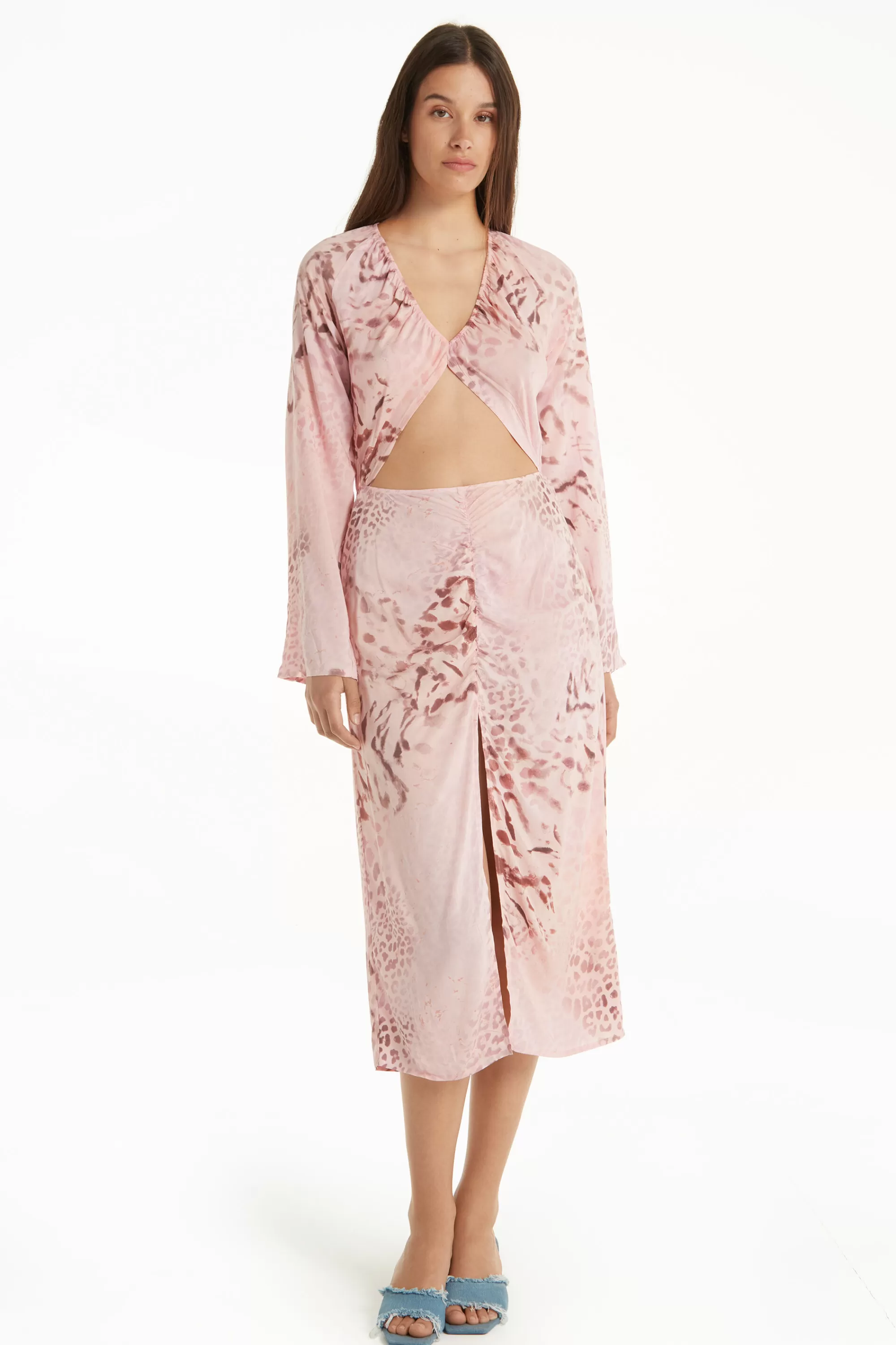 Discount Vestito Midi Maniche Lunghe Tela Viscosa - Vestiti E Tute - Donna | Vestiti e Tute