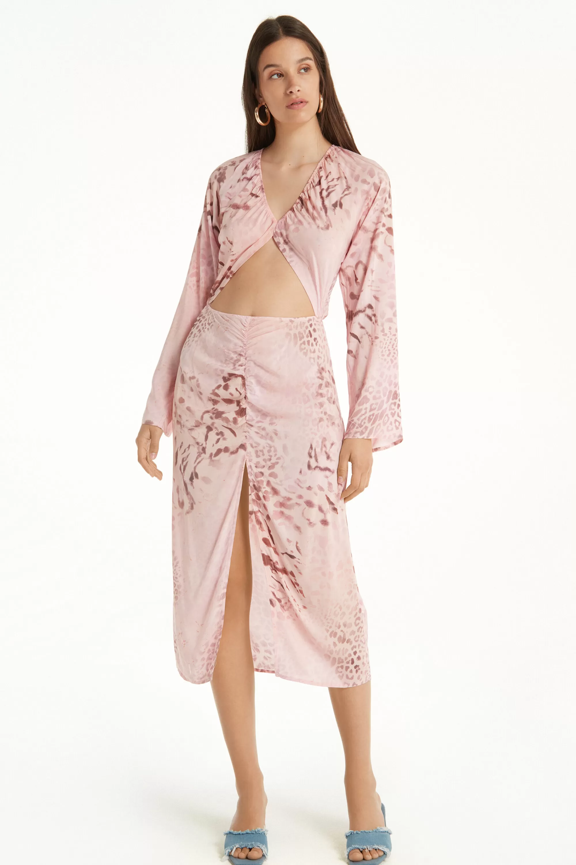 Discount Vestito Midi Maniche Lunghe Tela Viscosa - Vestiti E Tute - Donna | Vestiti e Tute