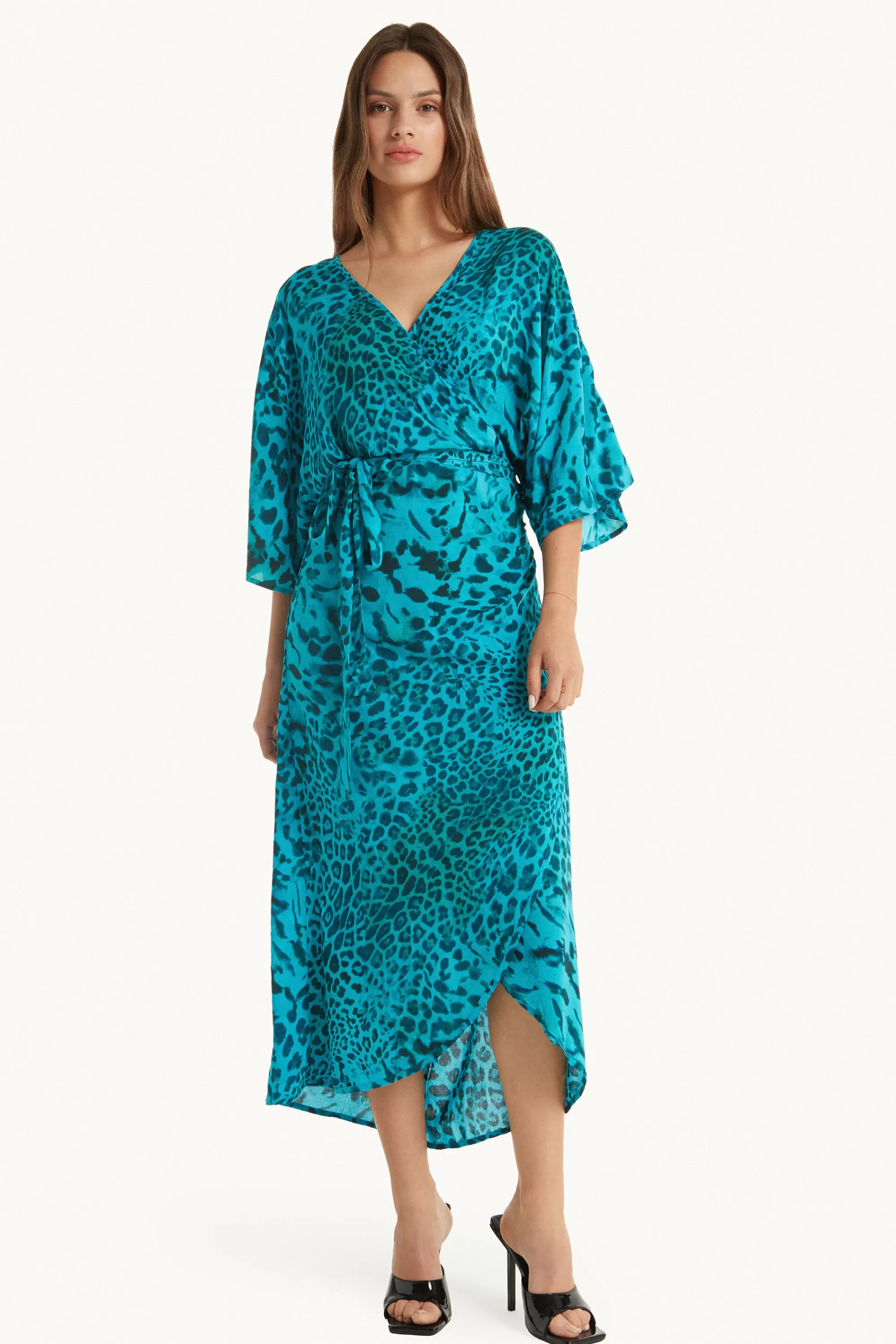 Cheap Vestito Midi Mezza Manica Con Incrocio In Tela Viscosa - Vestiti E Tute - Donna | Vestiti e Tute