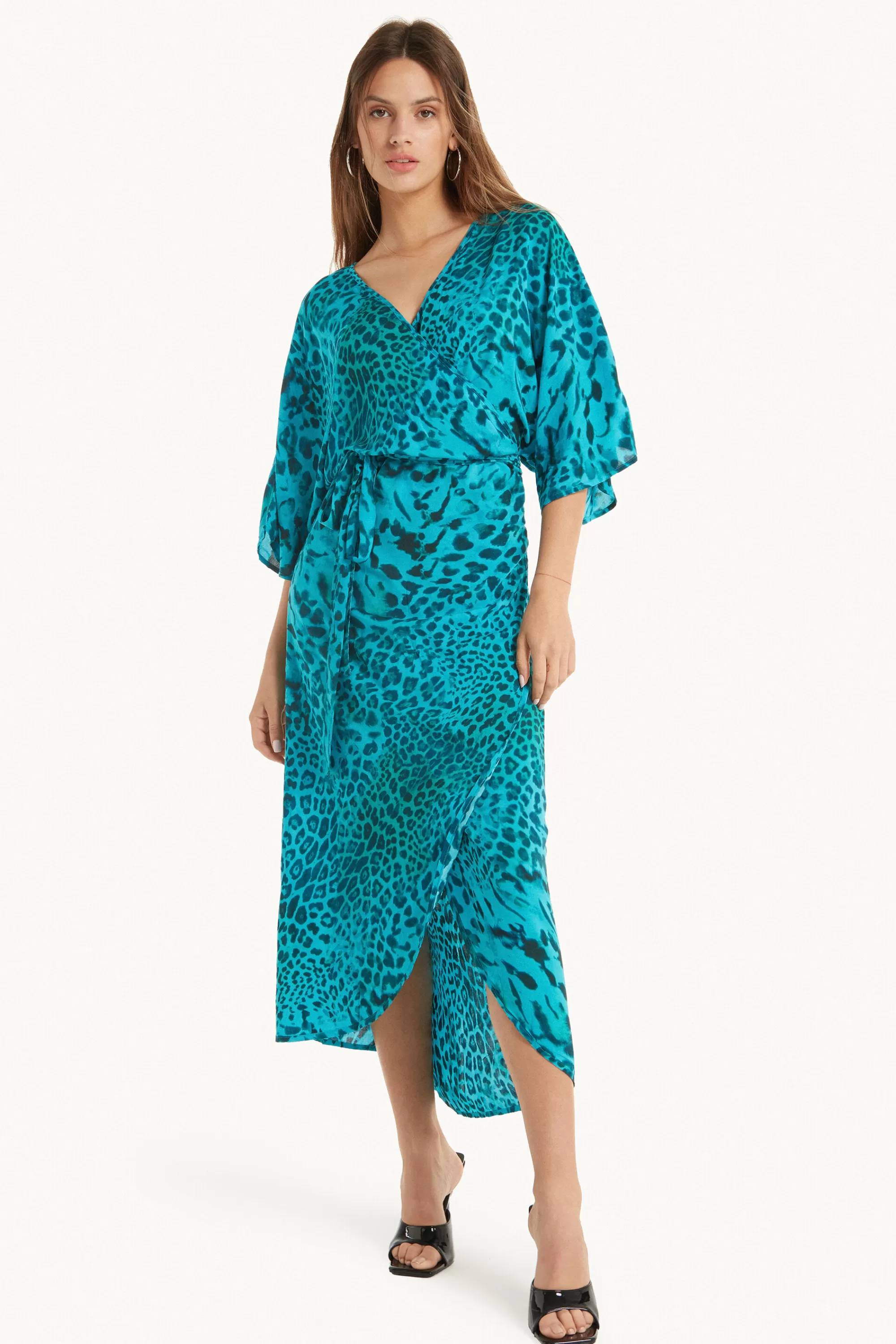 Cheap Vestito Midi Mezza Manica Con Incrocio In Tela Viscosa - Vestiti E Tute - Donna | Vestiti e Tute